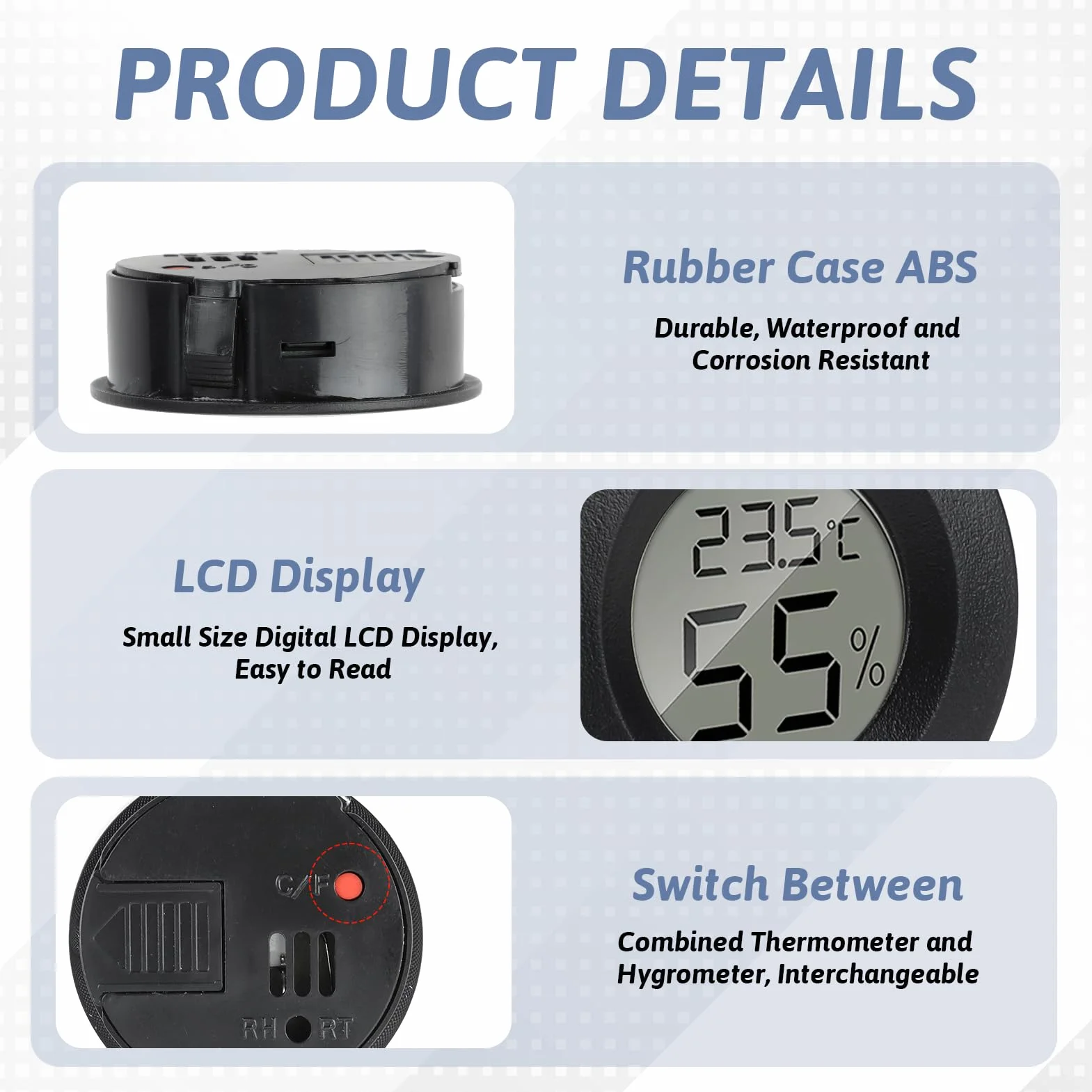 Mini Thermomètre Hygromètre Intérieur, Digital LCD Température Humidité Moniteur pour Chambre Bebe