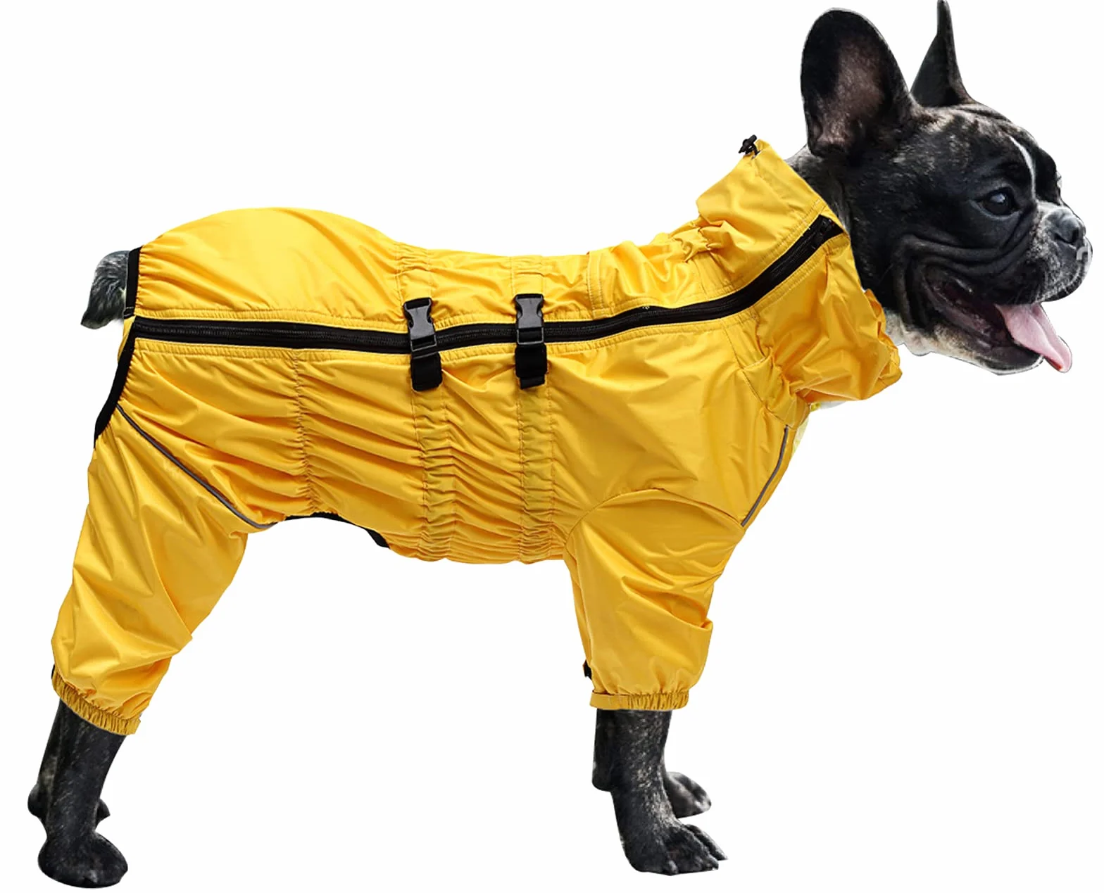 MOREZI Imperméable pour Chien à col Montant,Coupe-Vent et imperméable,avec Fermeture éclair imperméable et Poignets élastiques,Convient à Tous Les Types de Chiens-Jaune-L