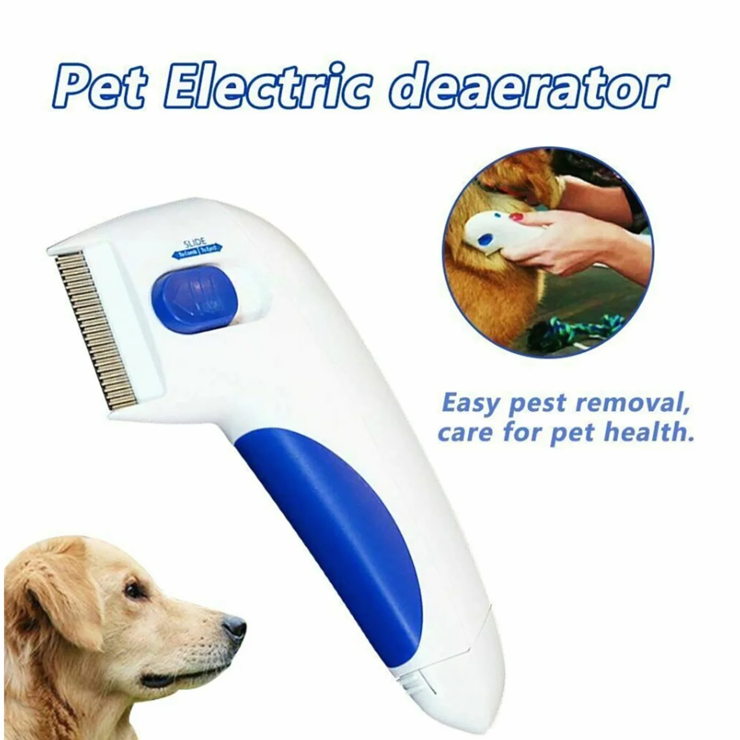 FANDE Peigne à puces électrique pour Chien et Chat - Brosse anti-poux et tiques