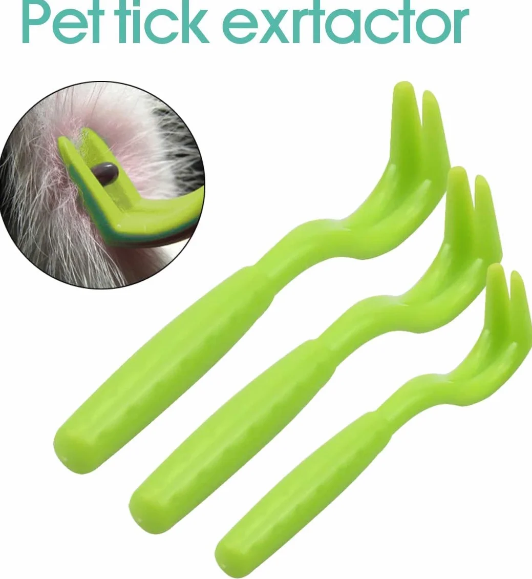 Crochet Tiques 3 Pièces Tire Tique Pince Plastique pour Chiens Chats