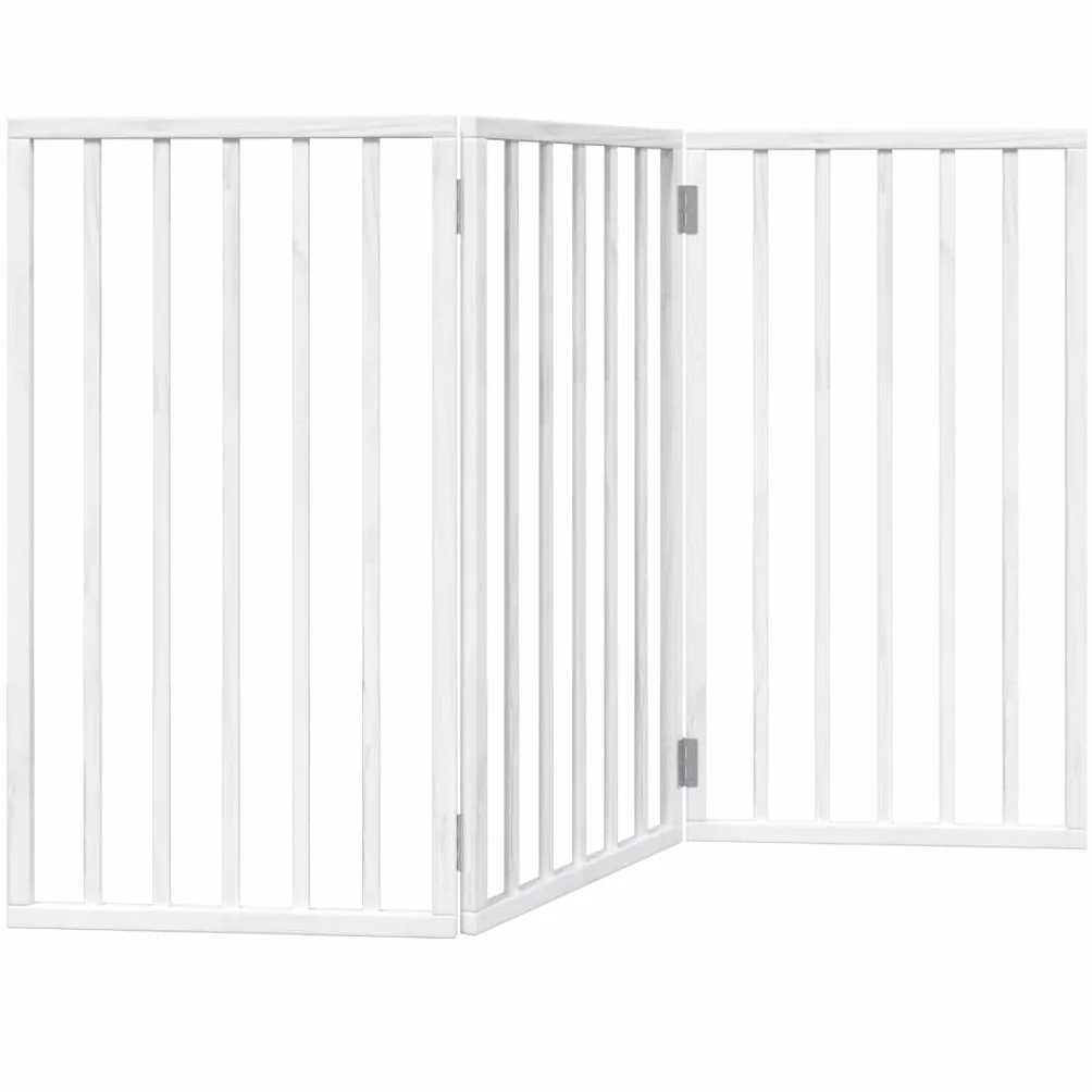 vidaXL Barrière pour chien pliable 3 panneaux Blanc 150 cm Bois de peuplier