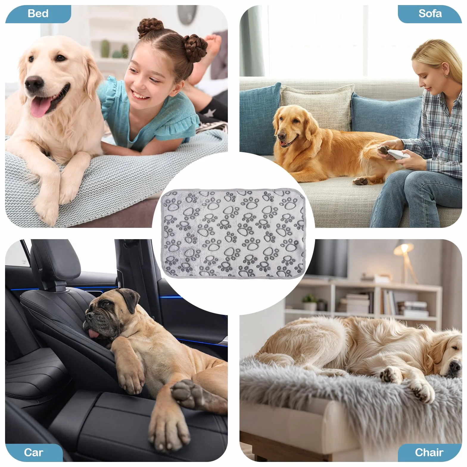 Plaid pour Chat en Flanelle 60×40cm Couverture Douce Lavable pour Chien et Chat