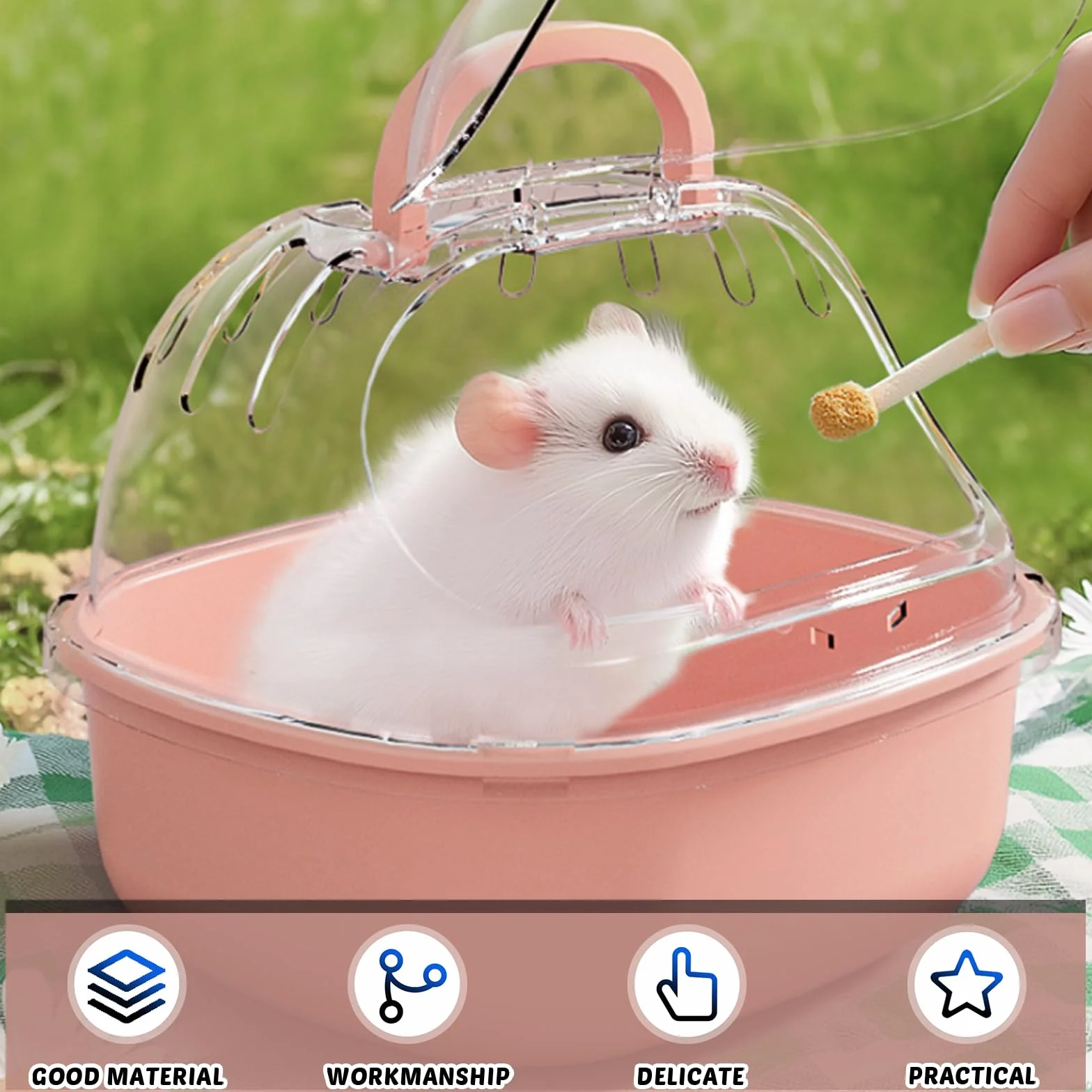 Cage de transport portable pour hamster 20 x 18 x 19 cm avec bouteille d'eau