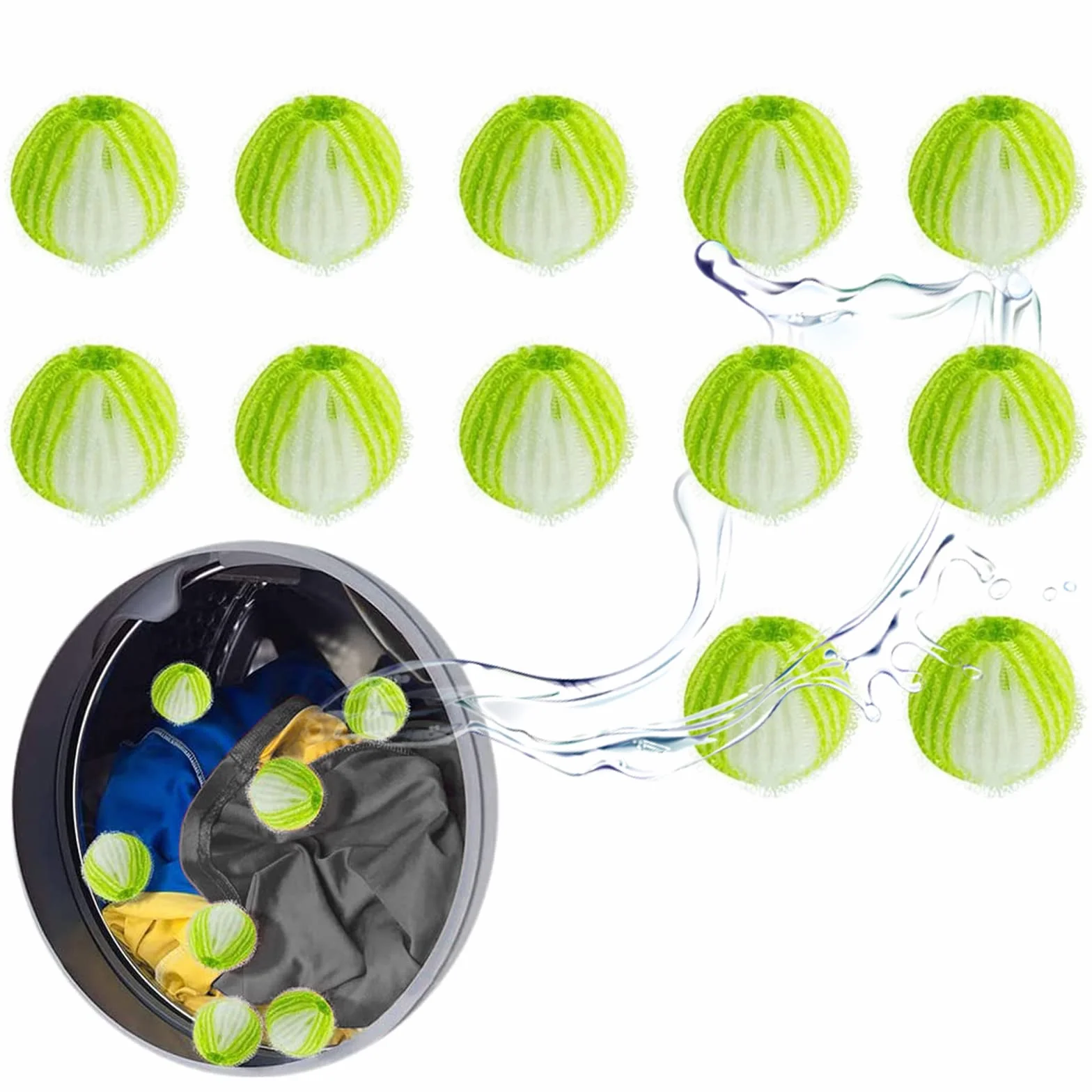 Lot de 12 boules de lavage réutilisables en nylon pour machine à laver, enlever poils chien chat