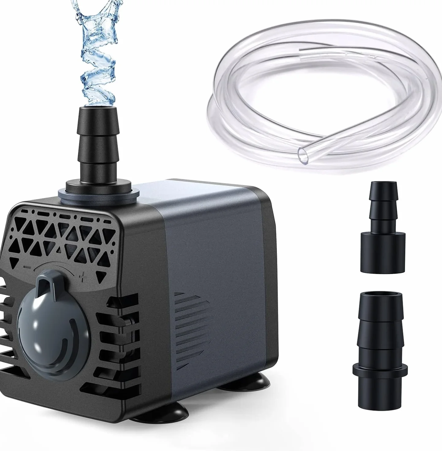 Ankway Pompe à Eau Submersible 10W 600 L/H Aquarium Ultra-Silencieux Ajustable Fontaine avec Câble 1,8 M 2 Buses