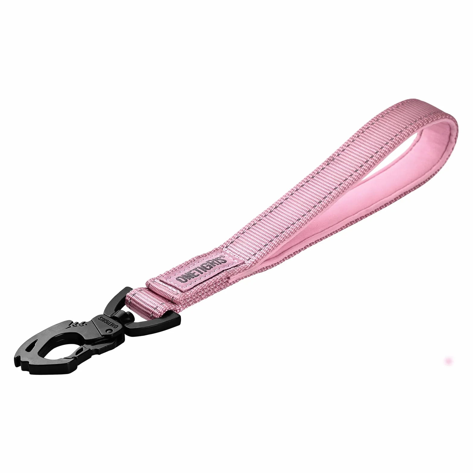OneTigris Bolt Laisse courte pour chien 30 cm, denture de tigre en métal, rembourrage doux, réfléchissante, nylon, rose