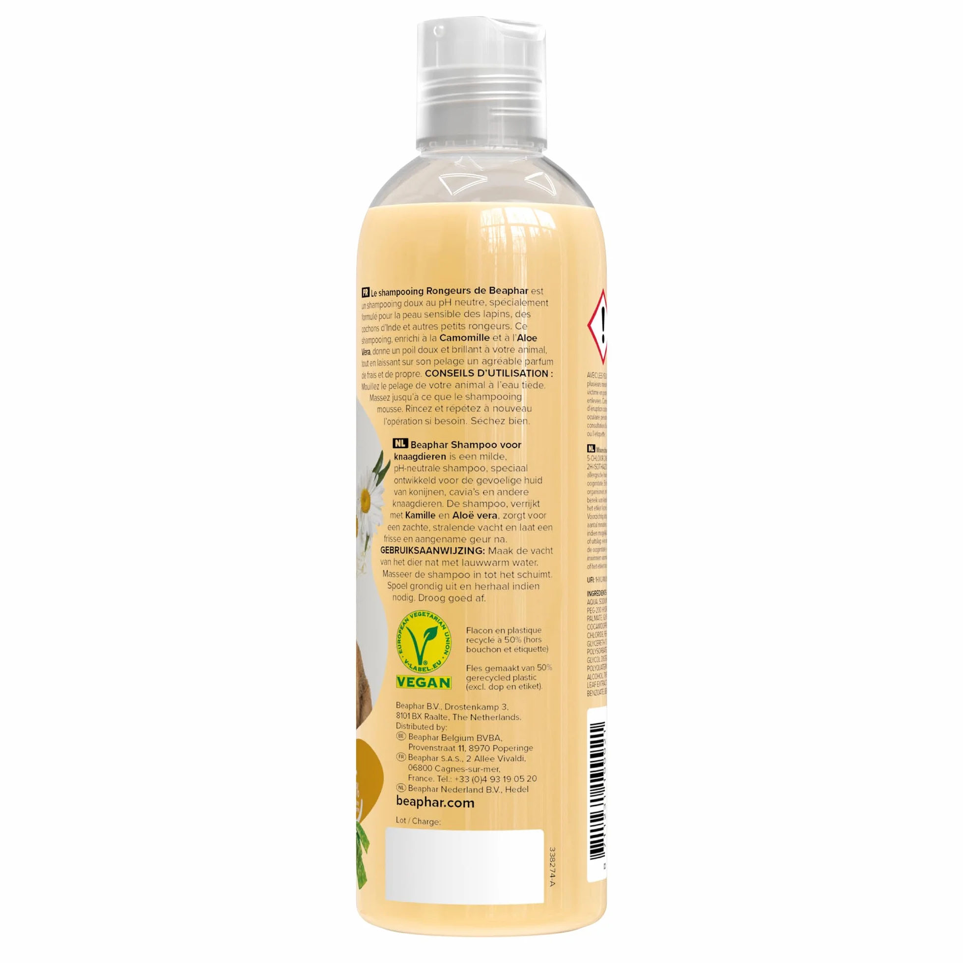 BEAPHAR Shampooing Essentiel Lapin Cochon d'Inde Petits Rongeurs Extra-Doux Camomille Aloe Vera pH Neutre 250 ML