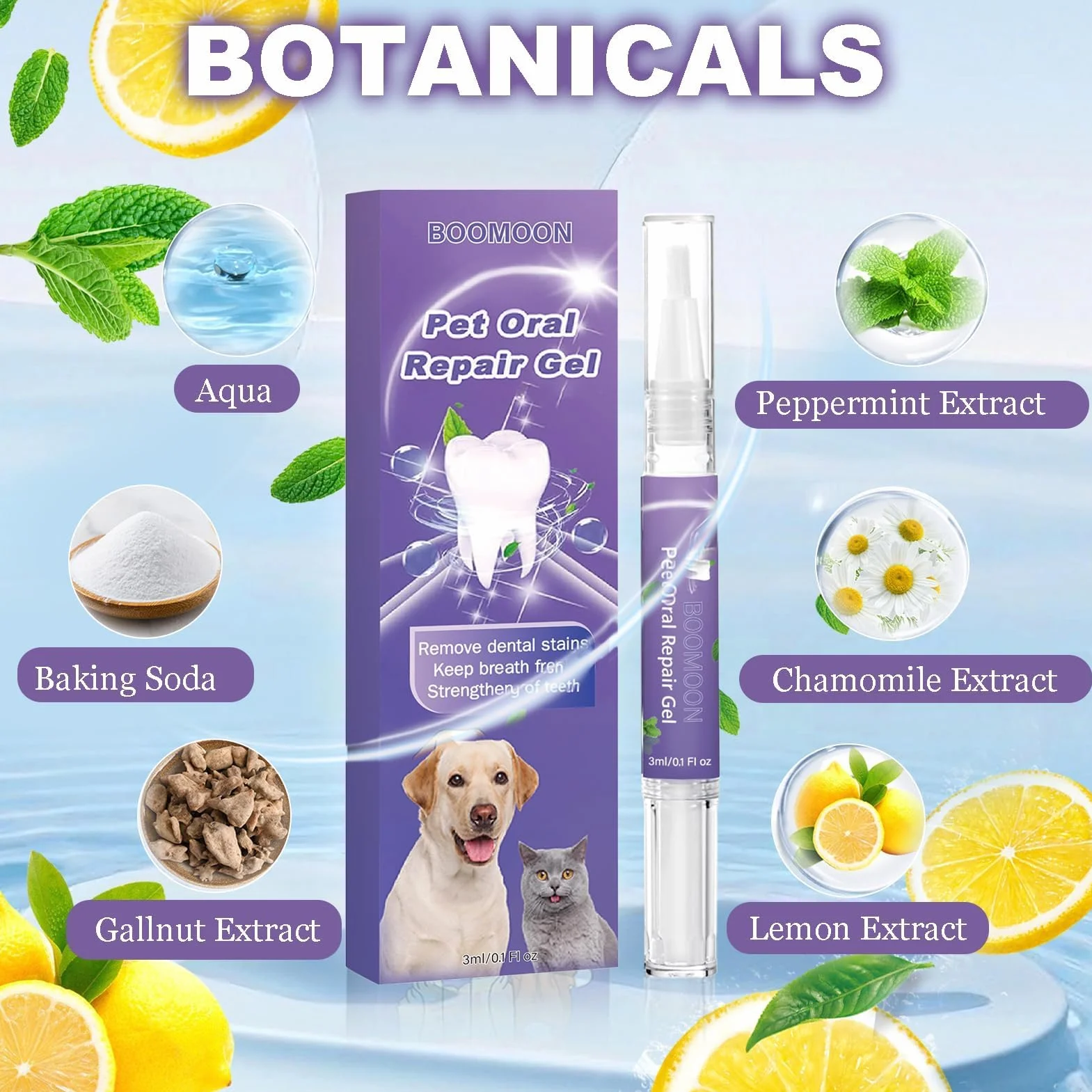 Gel réparateur oral Pet 3PCS pour éliminer la mauvaise haleine et lutter contre le tartre