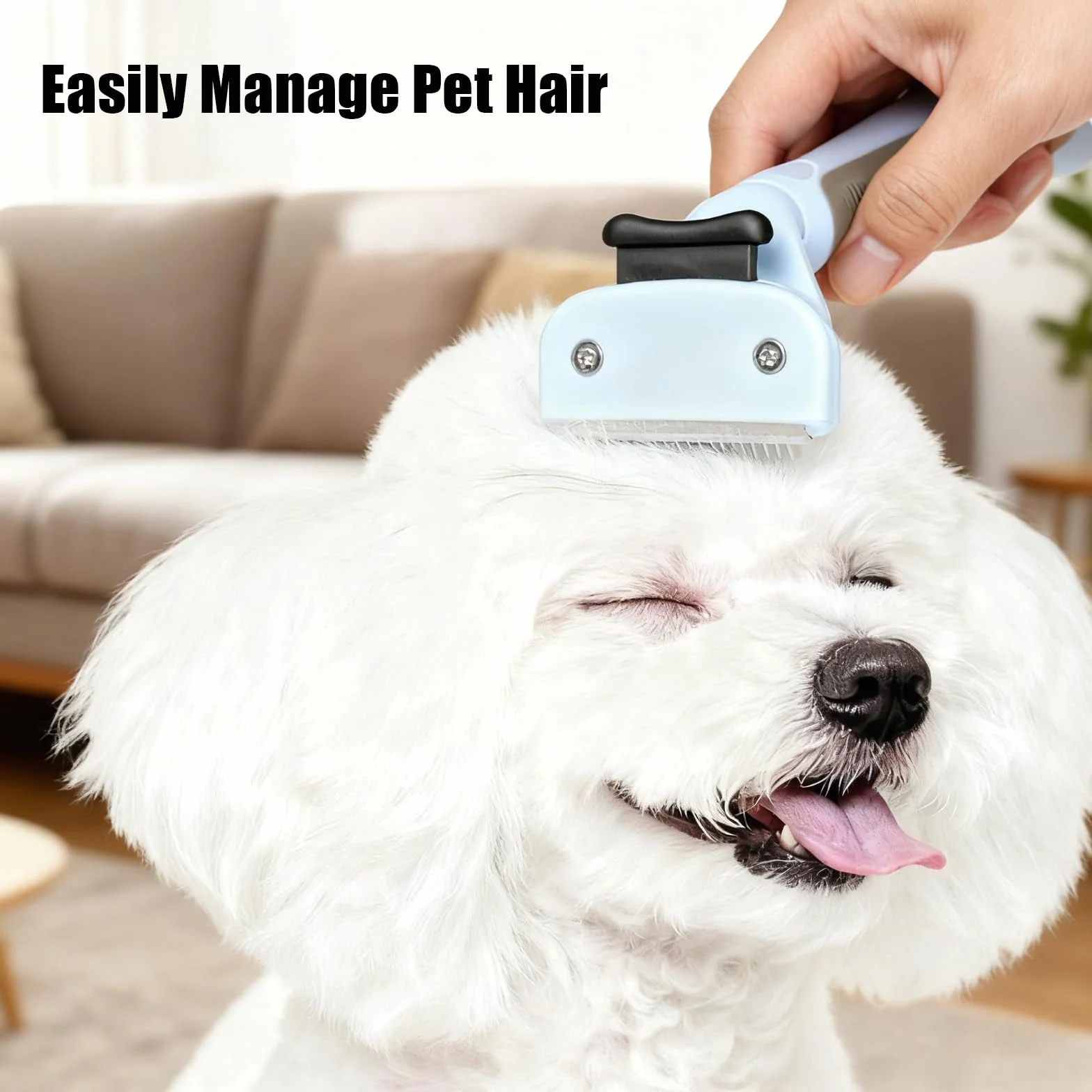 Brosse pour Chat et Chien, Brosses Poil Court et Long, Nettoyage en un Clic, Bleu