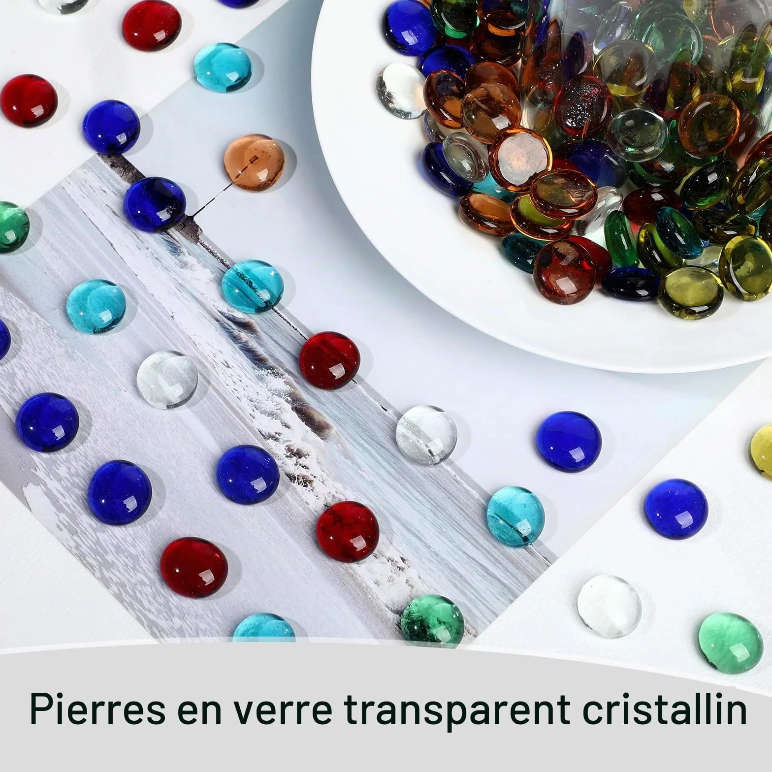 Billes plates 15-20 mm 210 pièces 900 g décoratives aquarium vase plantes DIY