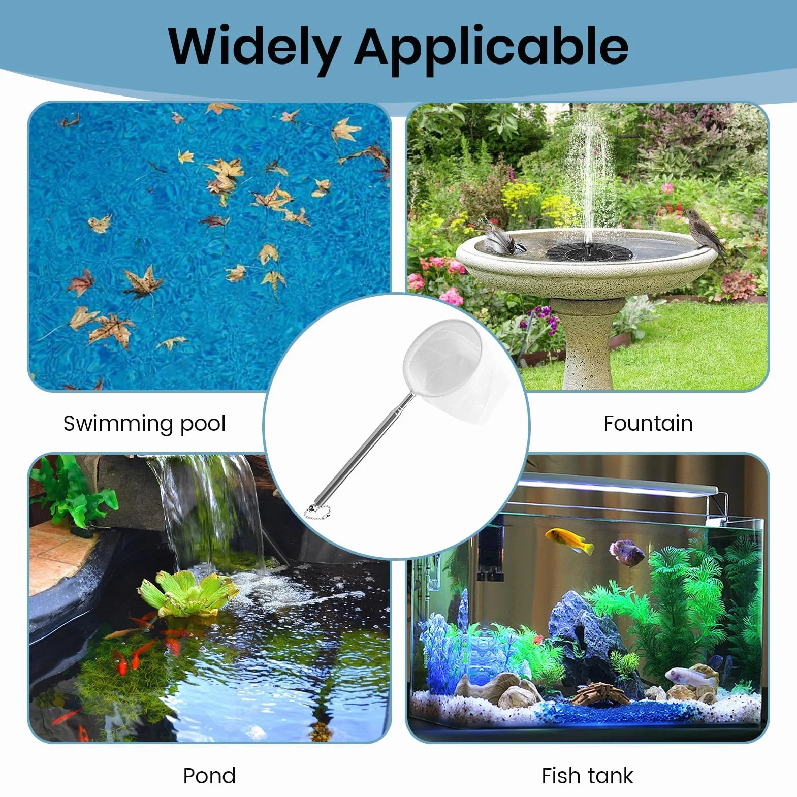 Mini Épuisette pour Aquarium en Acier Inoxydable avec Manche Extensible
