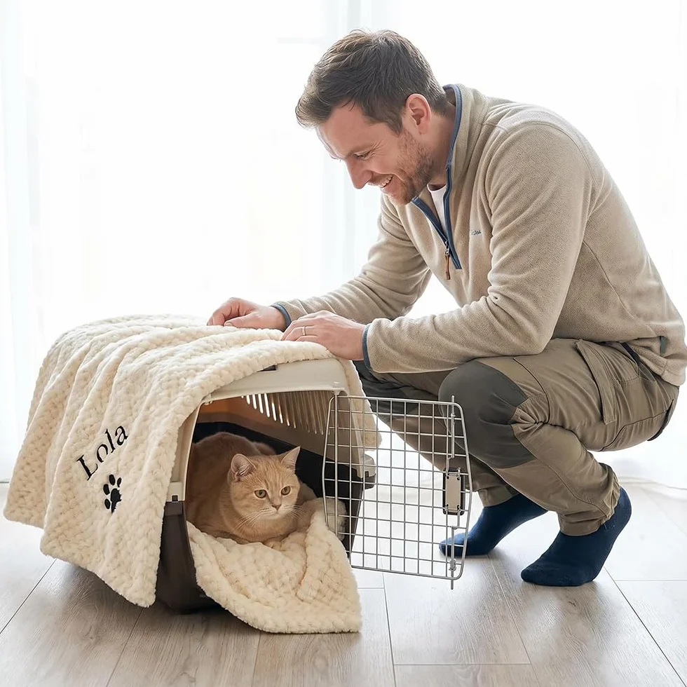 Couverture Personnalisée pour Chien avec Nom et Empreinte, Protection Canapé Fauteuil
