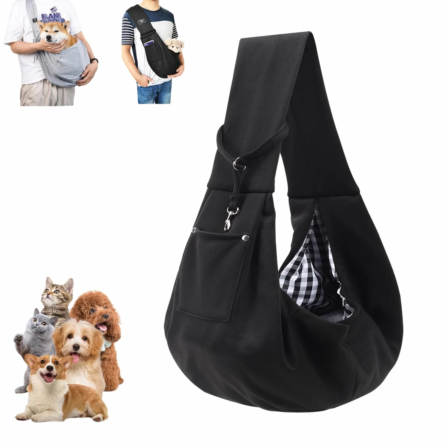 Sac de transport pour chien 10 kg portable réglable petit animal promenade extérieur noir