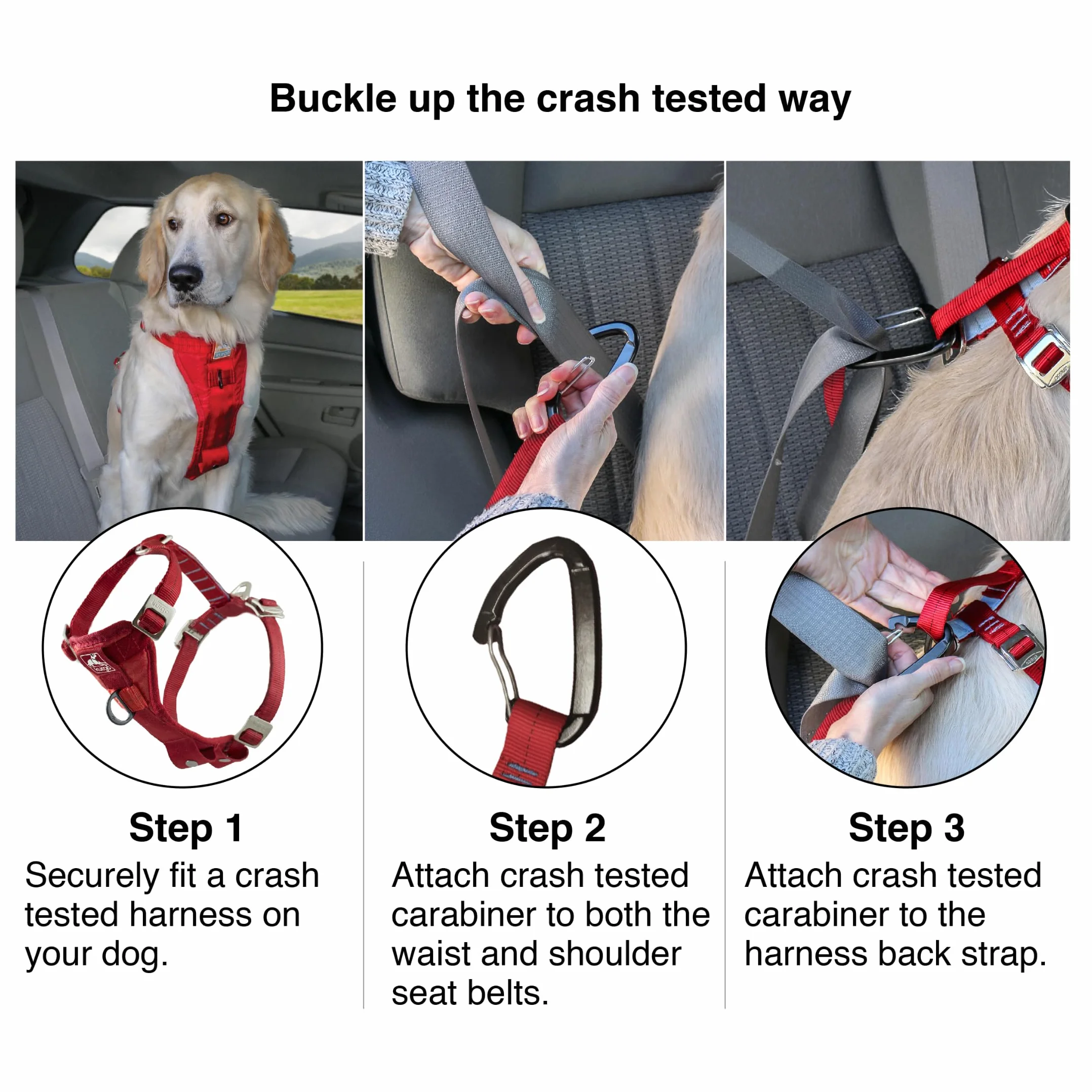 Kurgo Harnais pour Chien Tru-Fit, Accessoire Chien pour la Promenade, Clip Avant pour entraîner Son Chien à ne Pas Tirer & Ceinture de sécurité pour Voiture, Noir, L