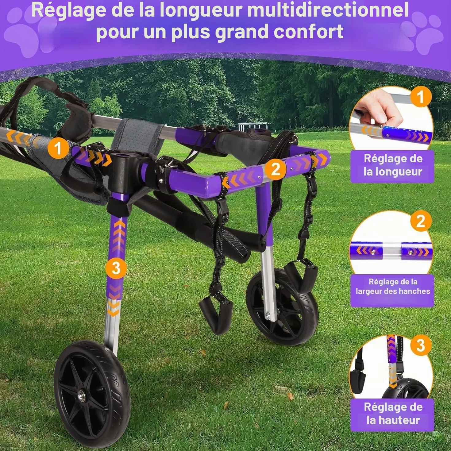 Fauteuil roulant pour chien pour pattes arrière - Fauteuil roulant pour chien