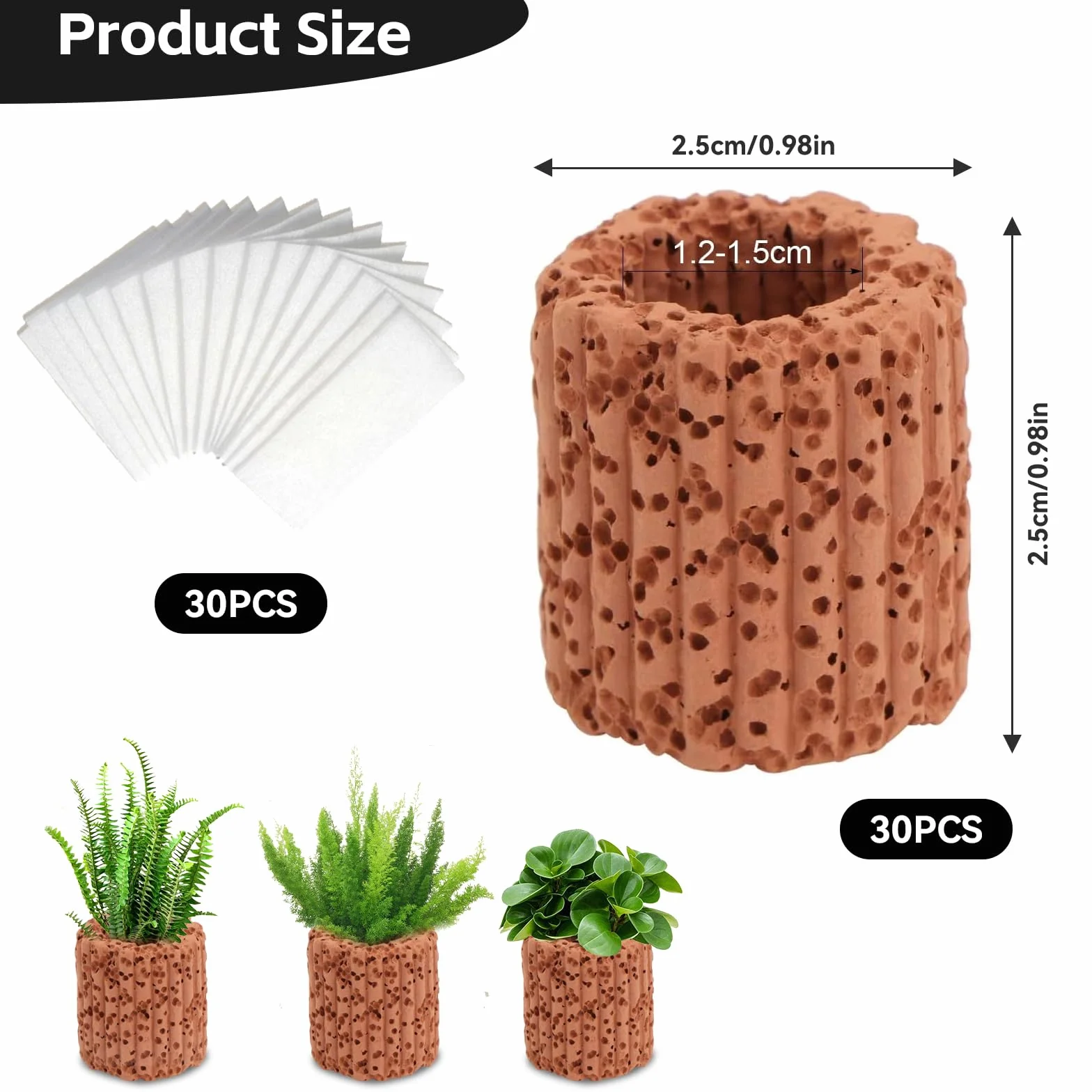 Anneaux de Fixation pour Plantes Aquatiques, Céramique, 2,5 cm, 30 Pièces