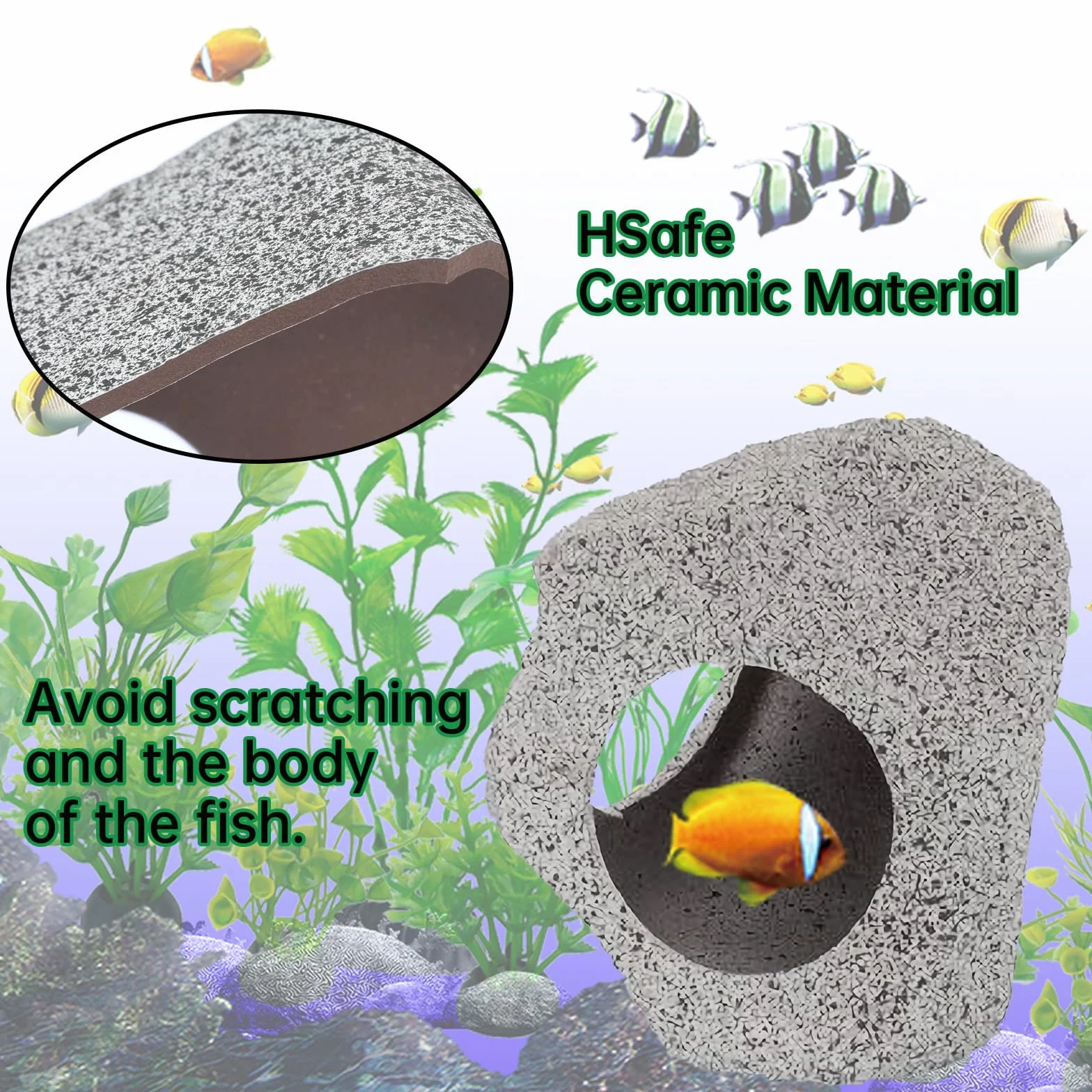 Roches pour Aquarium, Cachette pour Poisson Céramique Décorative (A)