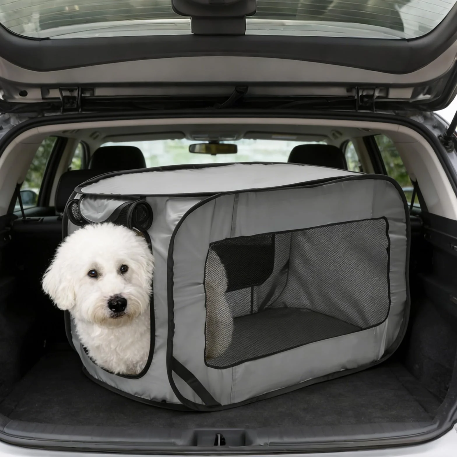 Parc Pliable pour Chien Cage Portative Clôture Animaux Tissu Oxford Imperméable Gris