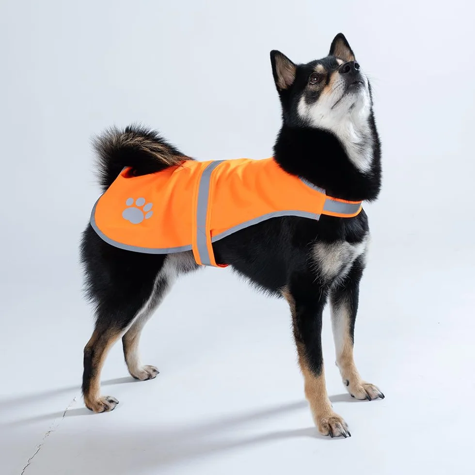Gilet Réfléchissant pour Chien Haute Visibilité Harnais Sécurité Orange S