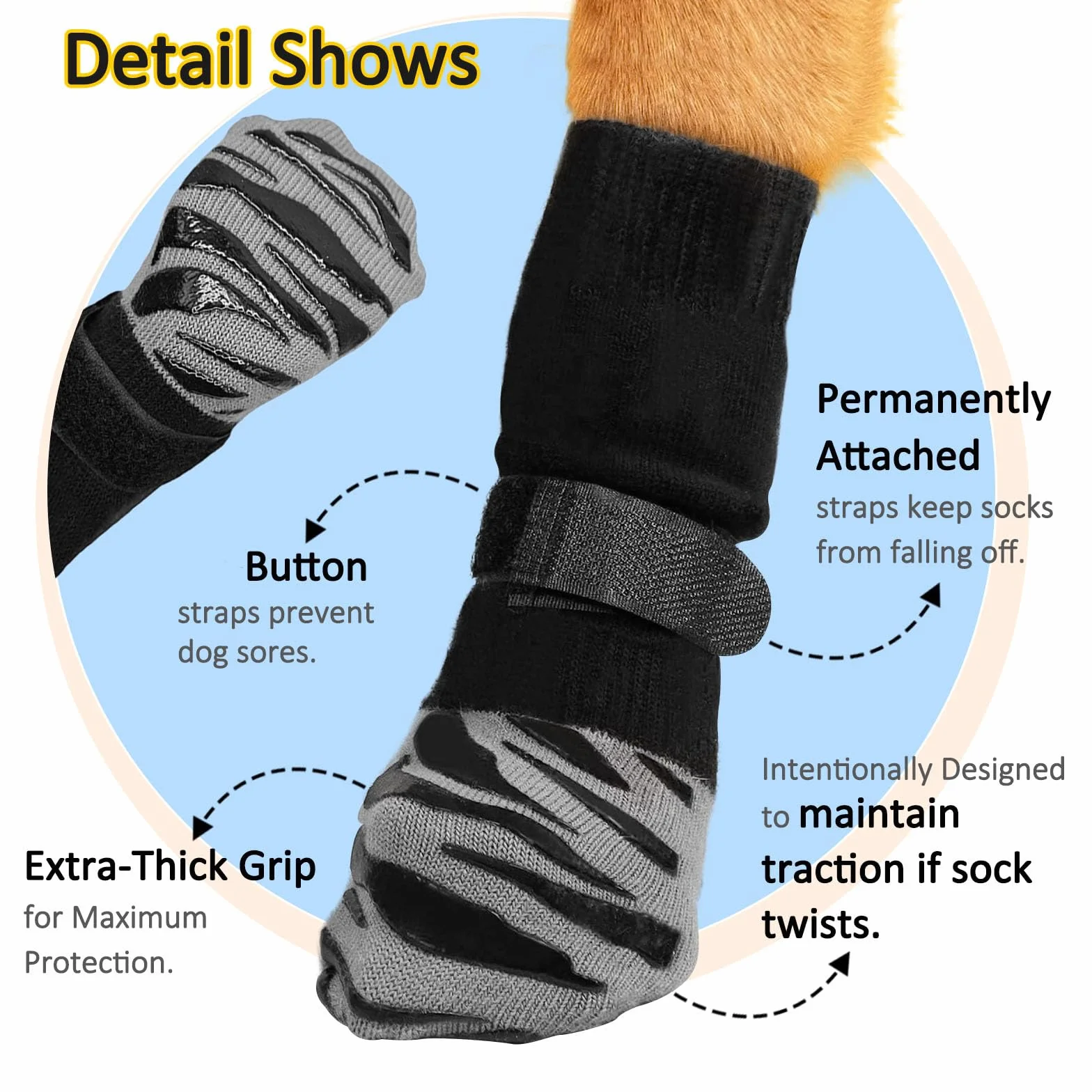 Chaussettes Antidérapantes pour Chien, Chaussettes pour Trottoirs Chauds/Froids, Protège-Pattes pour éviter Le léchage et Le Glissement pour Les Chiens De Taille Moyenne Et Grande (L)