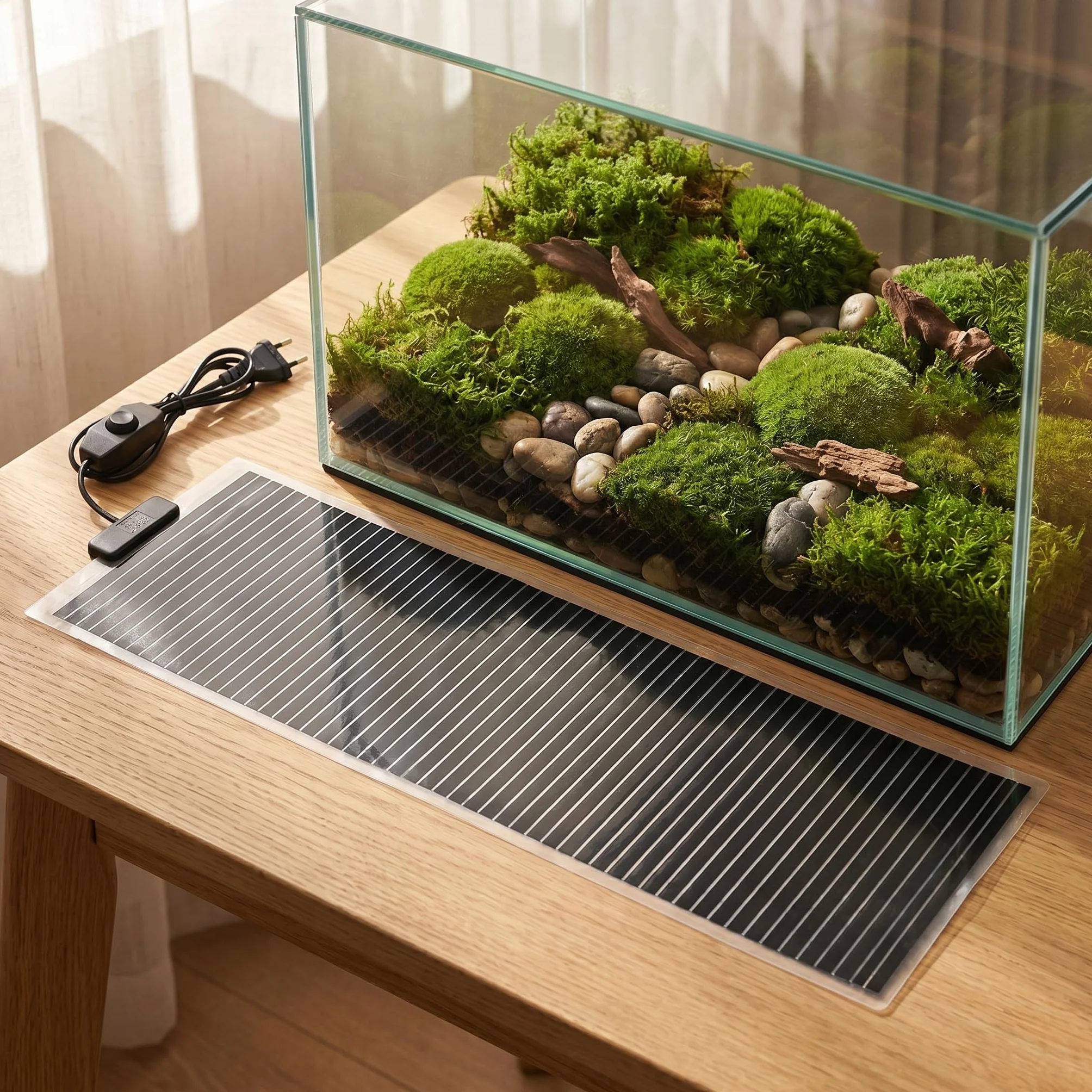 Tapis Chauffant pour Terrarium 45W avec Thermostat Réglable 31,44 x 11,12 x 0,04inch