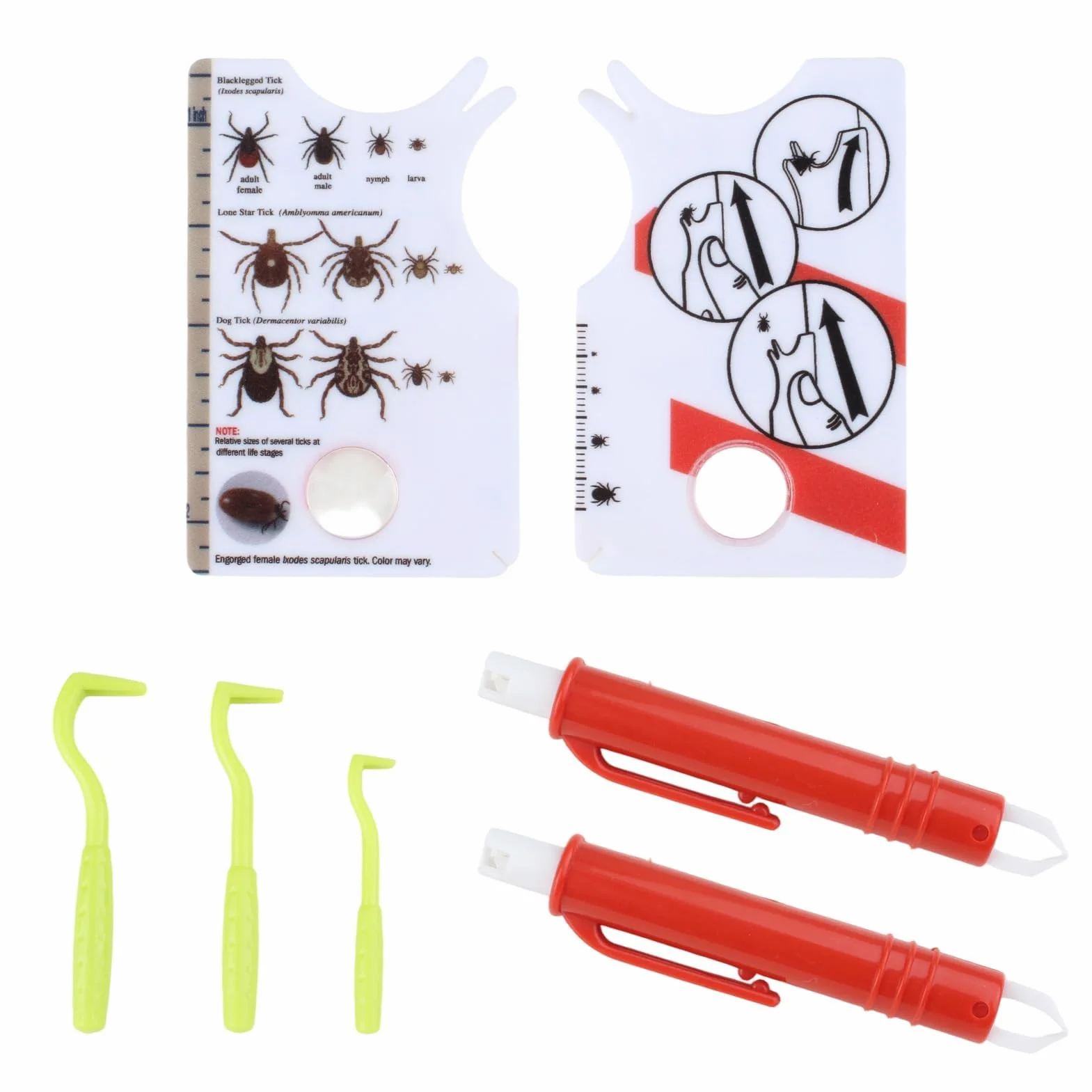 Lot de 7 Carte De Retrait De Tiques - Tire-Tique avec Loupe, Nettoyage Rapide des Tiques - pour Humains, Chiens, Chats