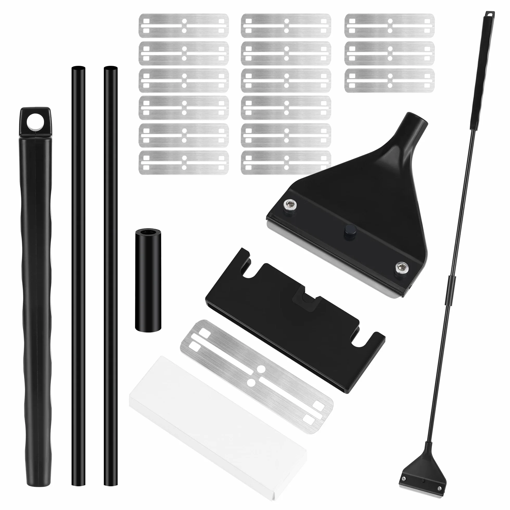 Kit Nettoyage Aquarium Grattoir Algues Tige Amovible 62cm 15 Lames Rechange Acier Inoxydable
