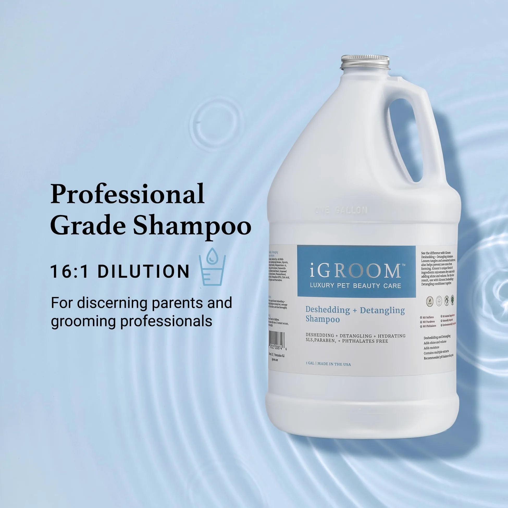 iGroom Shampooing démêlant et démêlant pour chien, soin de beauté de luxe pour animaux de compagnie, desserre les nœuds + sous-poil indésirable, fabriqué aux États-Unis, 3.8 l