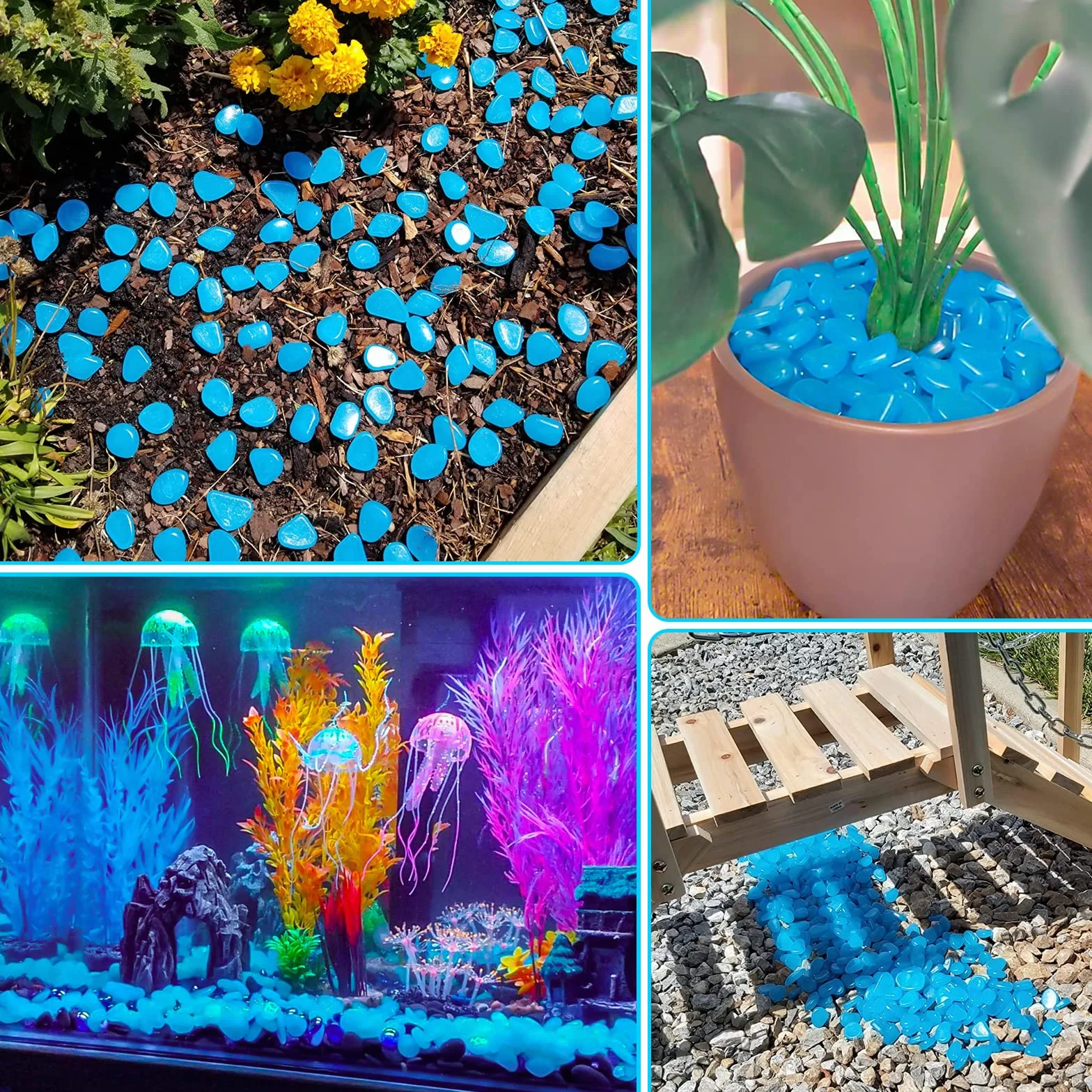 300 Pièces Pierre Lumineuse, Pierres Décoratives de Pot de Fleur, Cailloux Aquarium, Gravier Aquarium, Jardin Decoration Extérieur