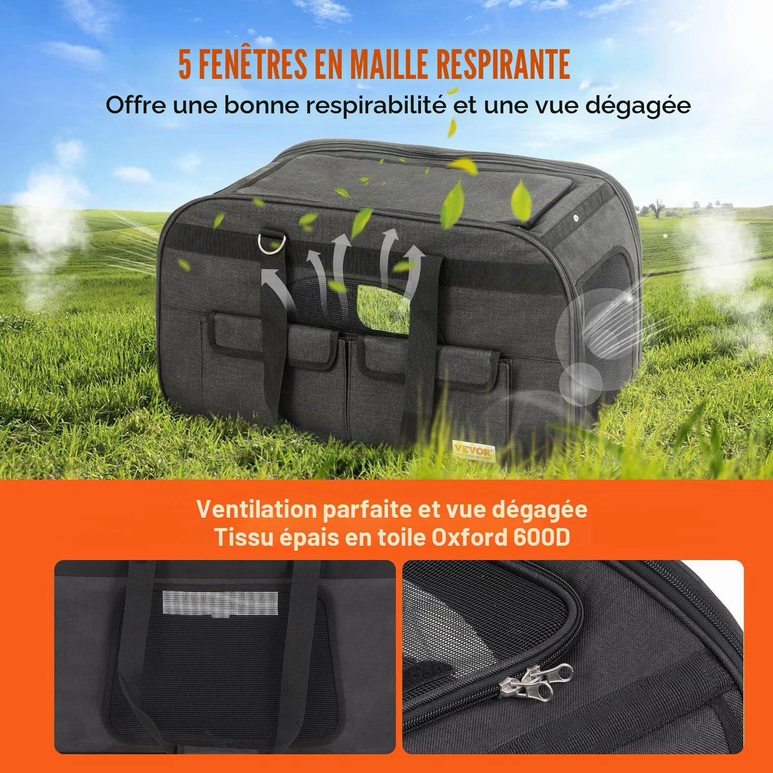 VEVOR Sac à Roulettes pour Chat Chien 15,8 kg Sac de Transport Animaux Poignée Télescopique Noir
