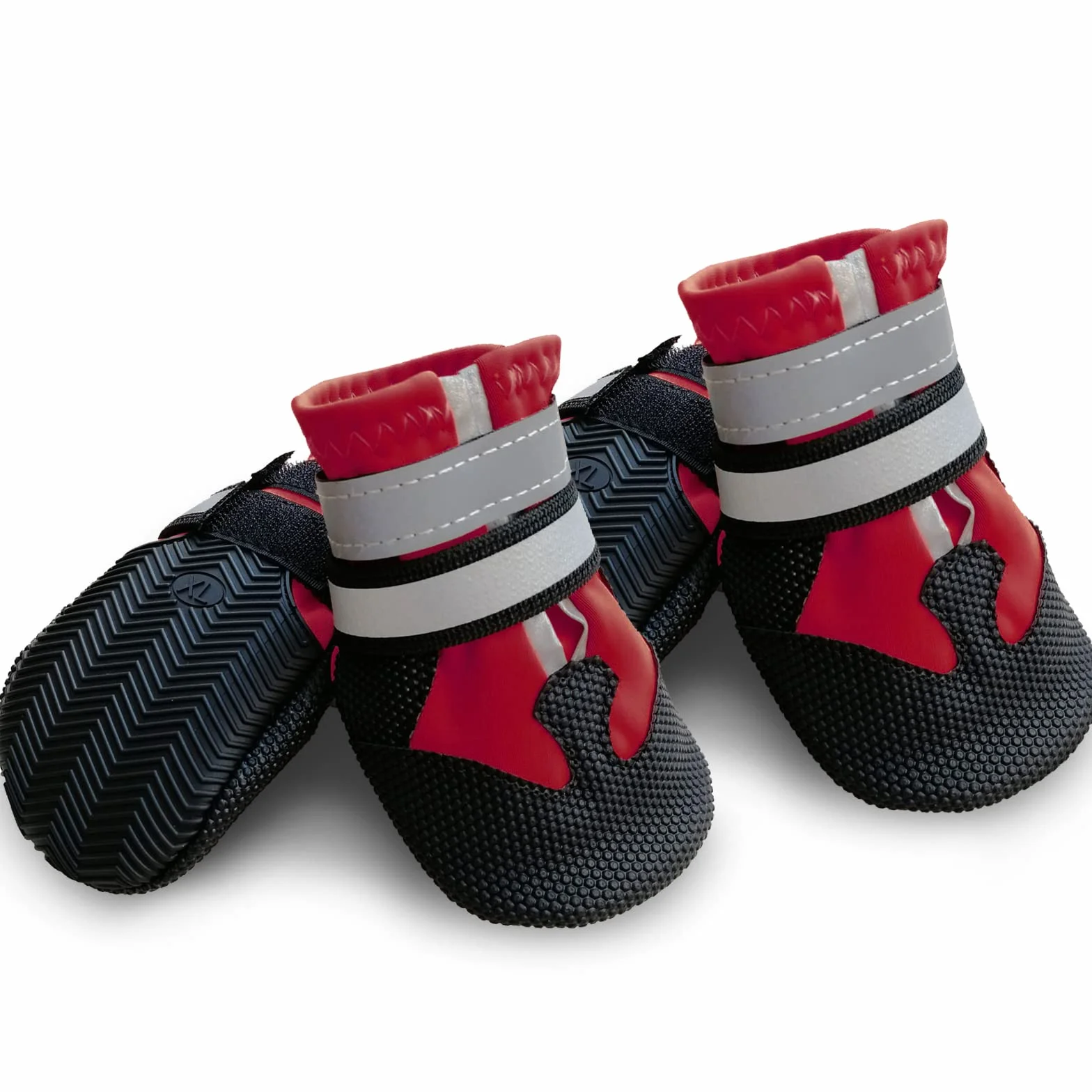 Bottes Chien Imperméables avec Sangles Réfléchissantes Antidérapante Protecteurs de Pattes Taille Petit Moyenne Grande (L, Rouge)