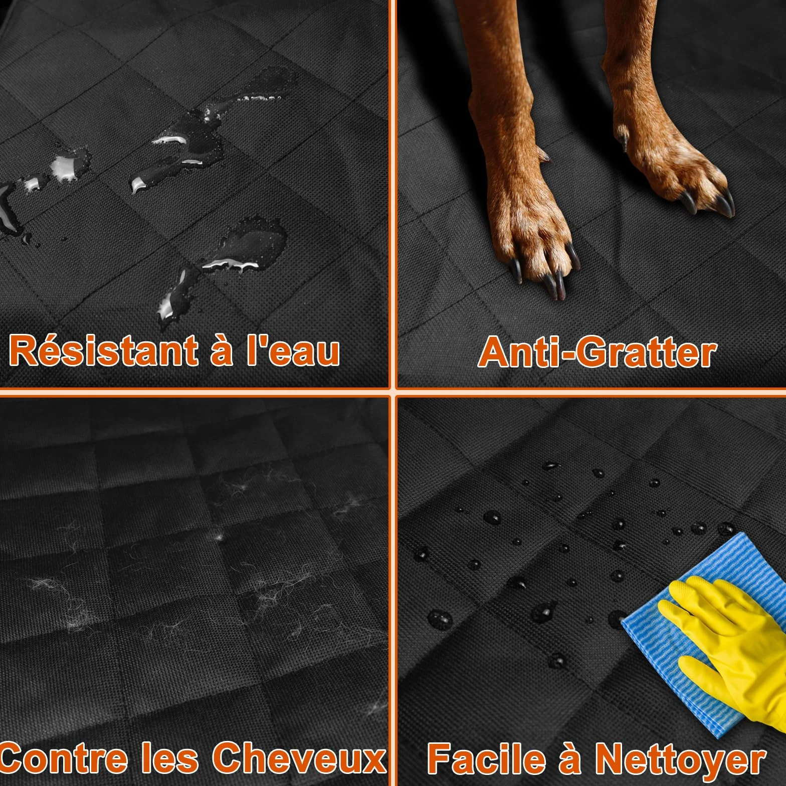 Alfheim Coussin Siège voiture anti usure pour Animaux De Compagnie/Chien, Ancrage Fixe De Caoutchouc Fond Anti-Dérapant Et ceinture De Sécurité, réglable (avant Et séparé Unique Utilisation)
