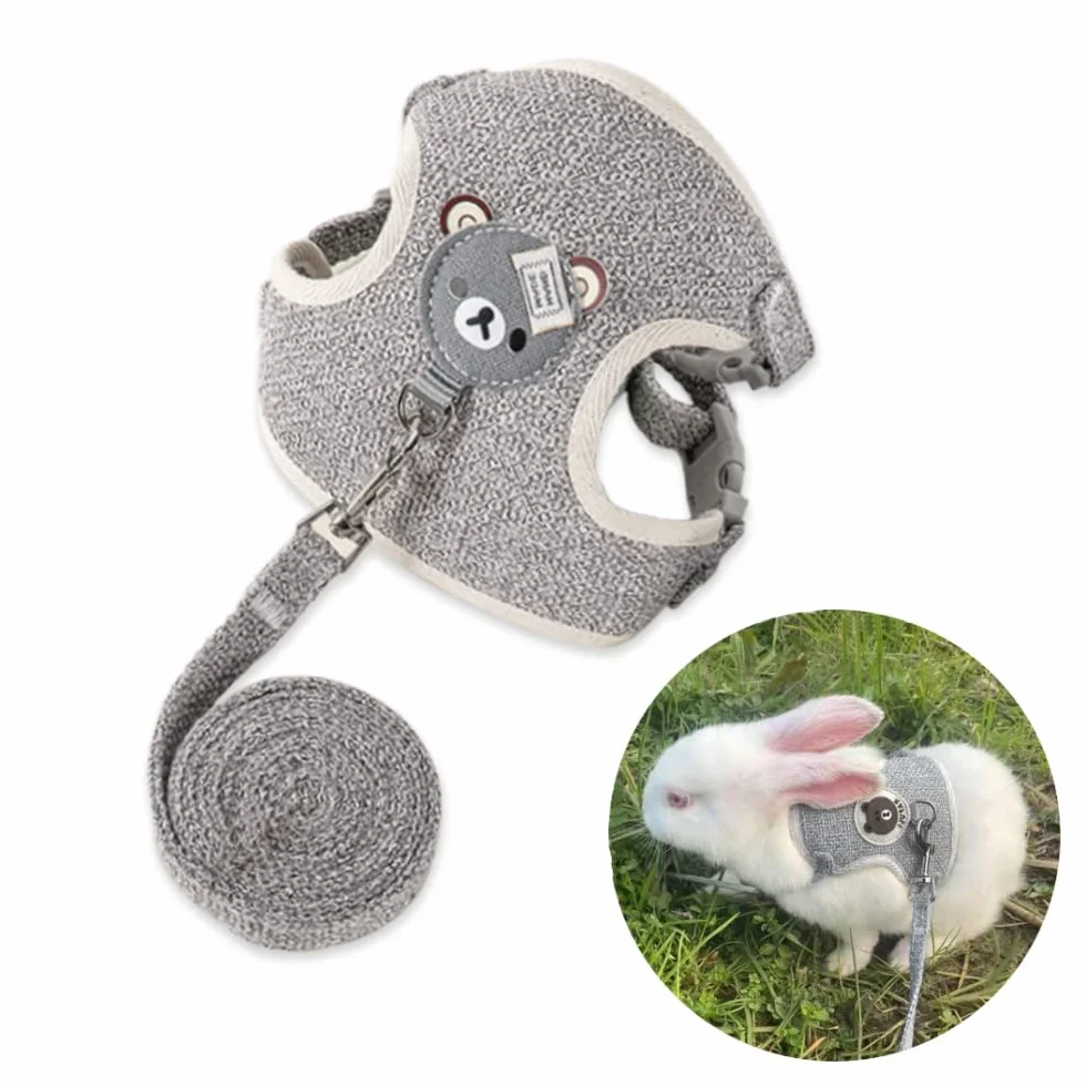 Harnais pour Lapins, Laisse Réglable pour Lapins, Harnais de Lapin Accessoire pour Lapin, Chat, Petit Animal, 27 à 35 cm, 1,20 m