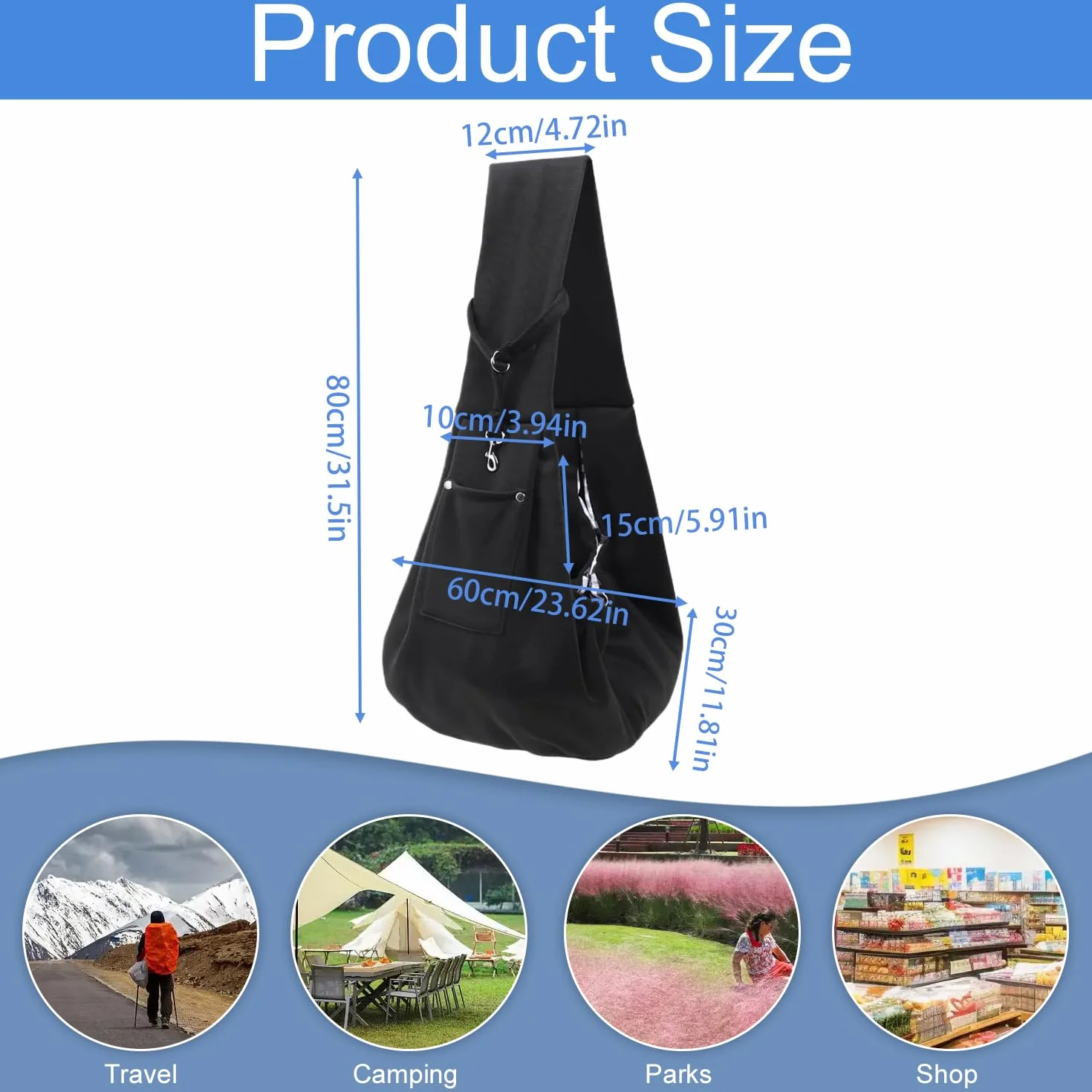 Sac de transport pour chien 10 kg portable réglable petit animal promenade extérieur noir
