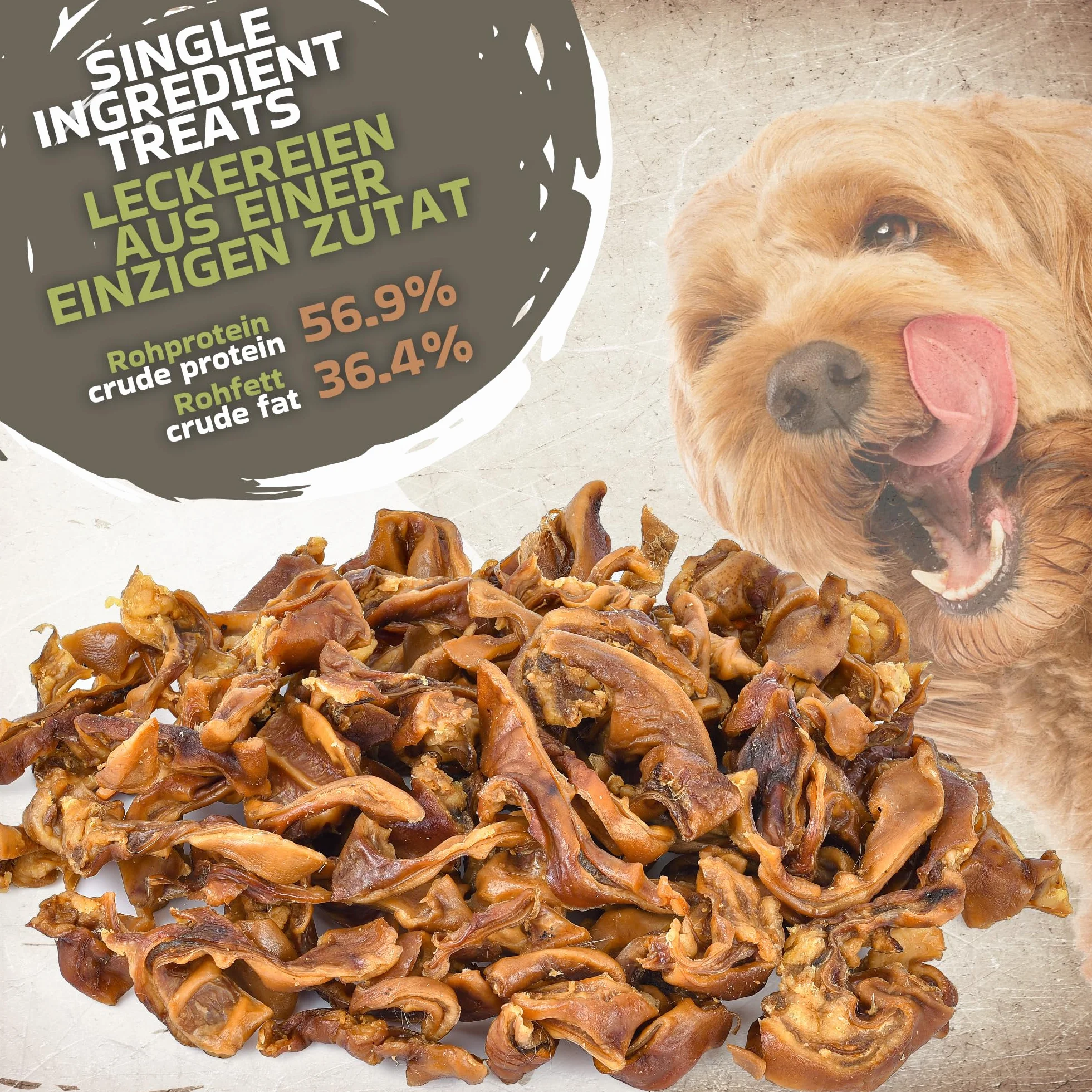 Strips d’Oreilles de Porc pour Chiens 1kg (Environ 55–65 pièces) | Friandises Naturelles à mâcher | sans céréales ni additifs | Séchées à l’air | Riche en protéines