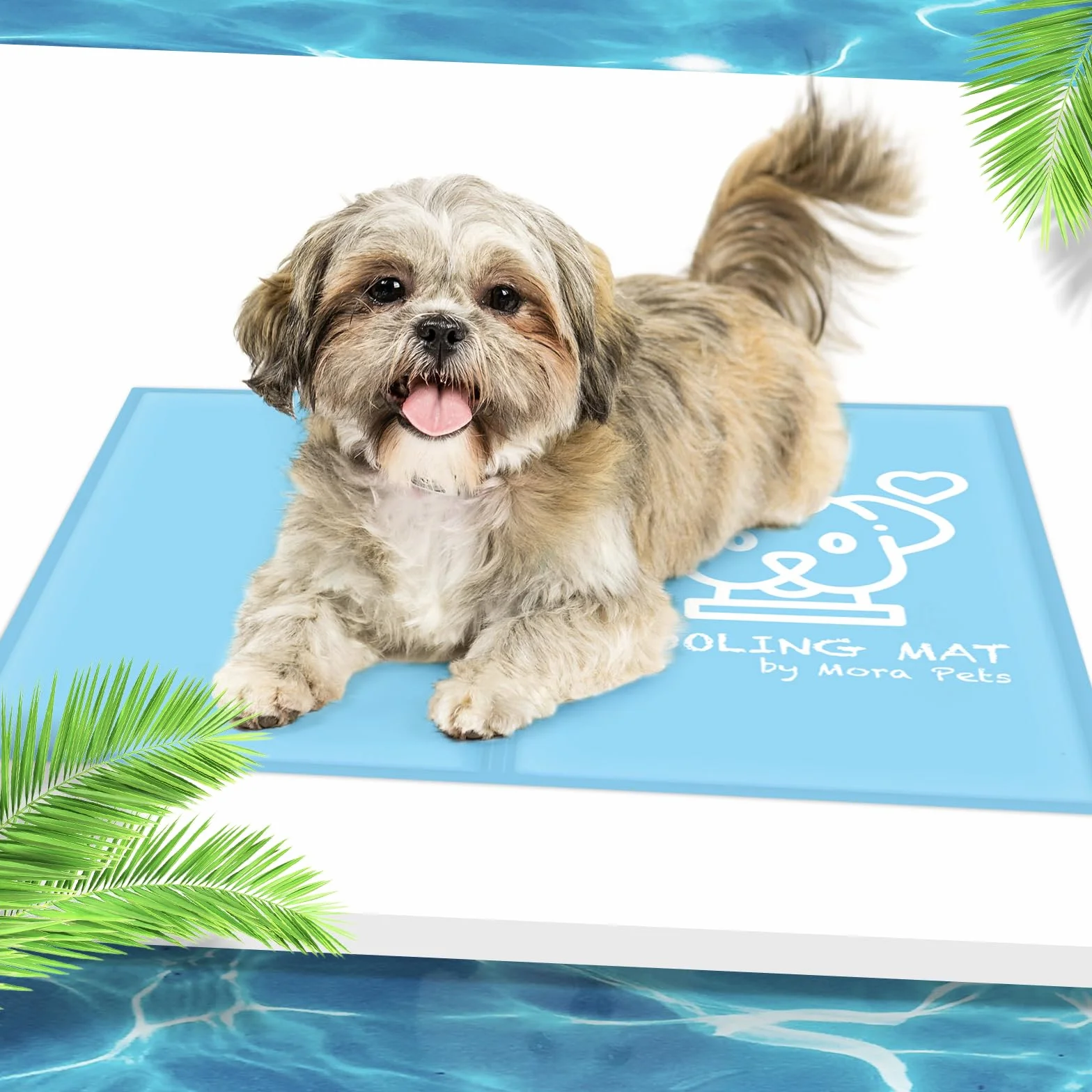 Tapis Rafraîchissant pour Chats et Chiens Gel Non Toxique 65 x 50 cm Bleu Matelas Refroidissant Étanche