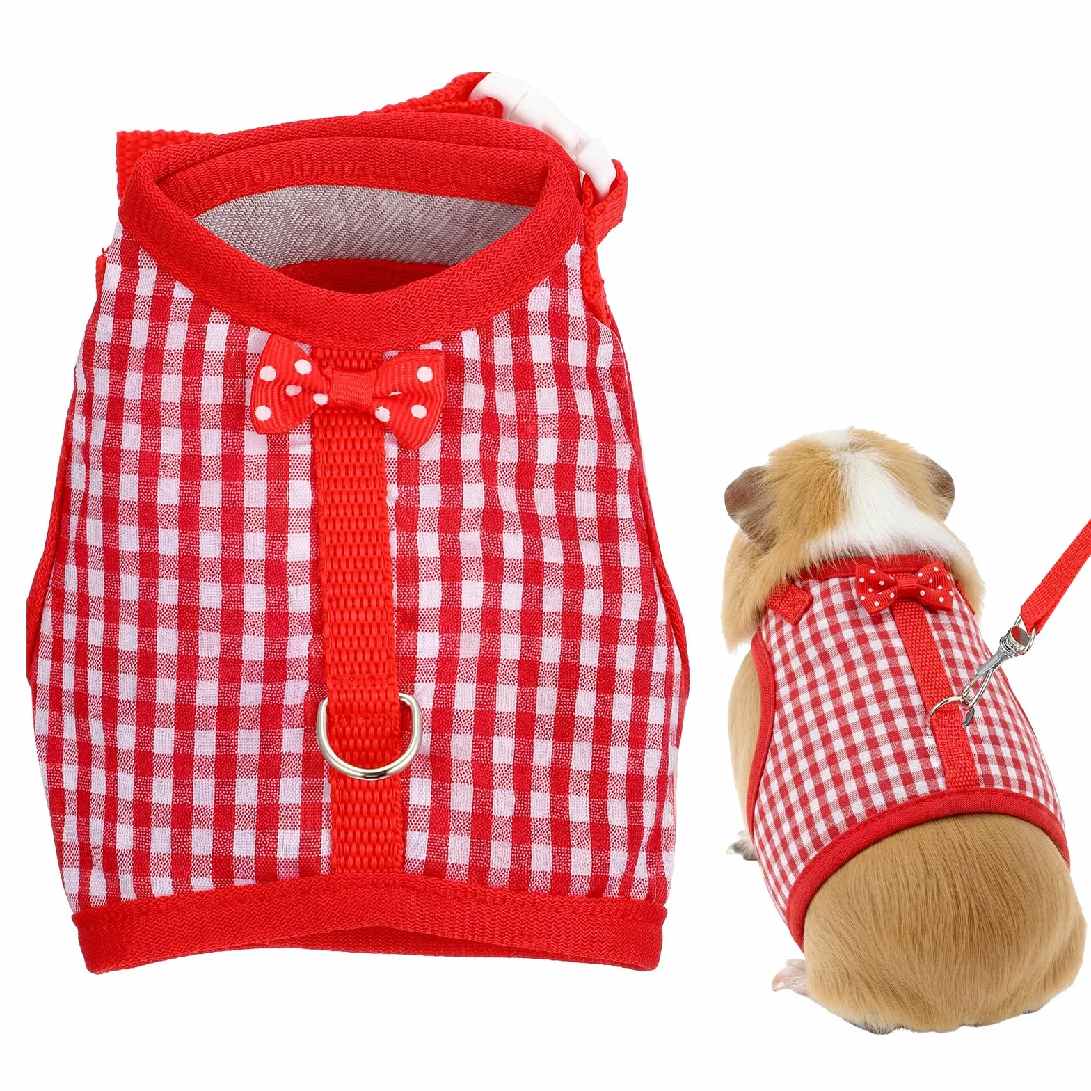 Harnais rouge pour chat avec laisse réglable 140 cm - Harnais pour cochon d'Inde, lapin, petit chien