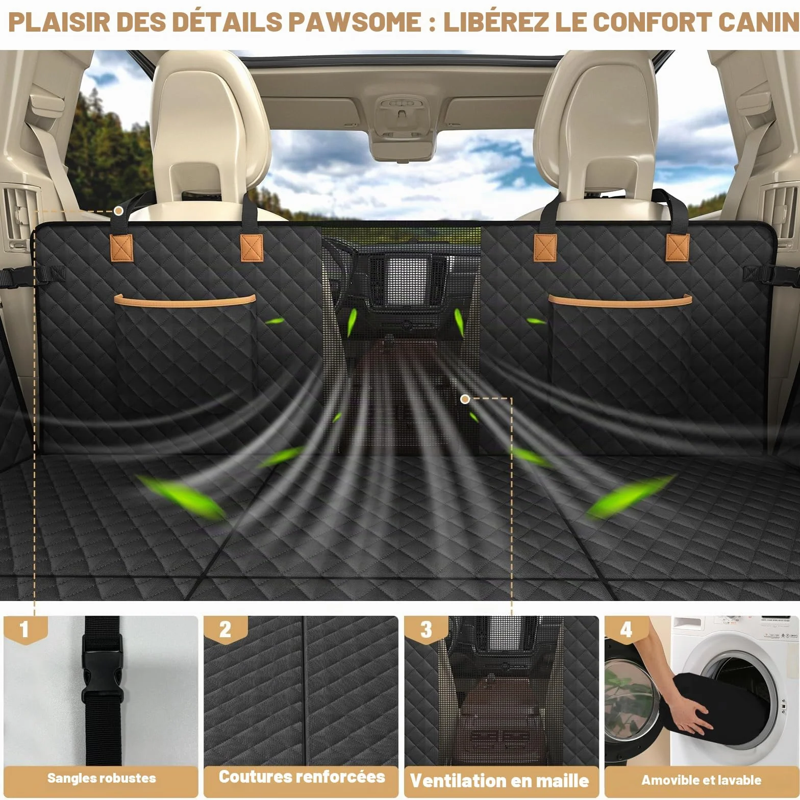 Housse Voiture Chien Lekeinchi Base Rigide Résistant Aux Rayures Imperméable Noir