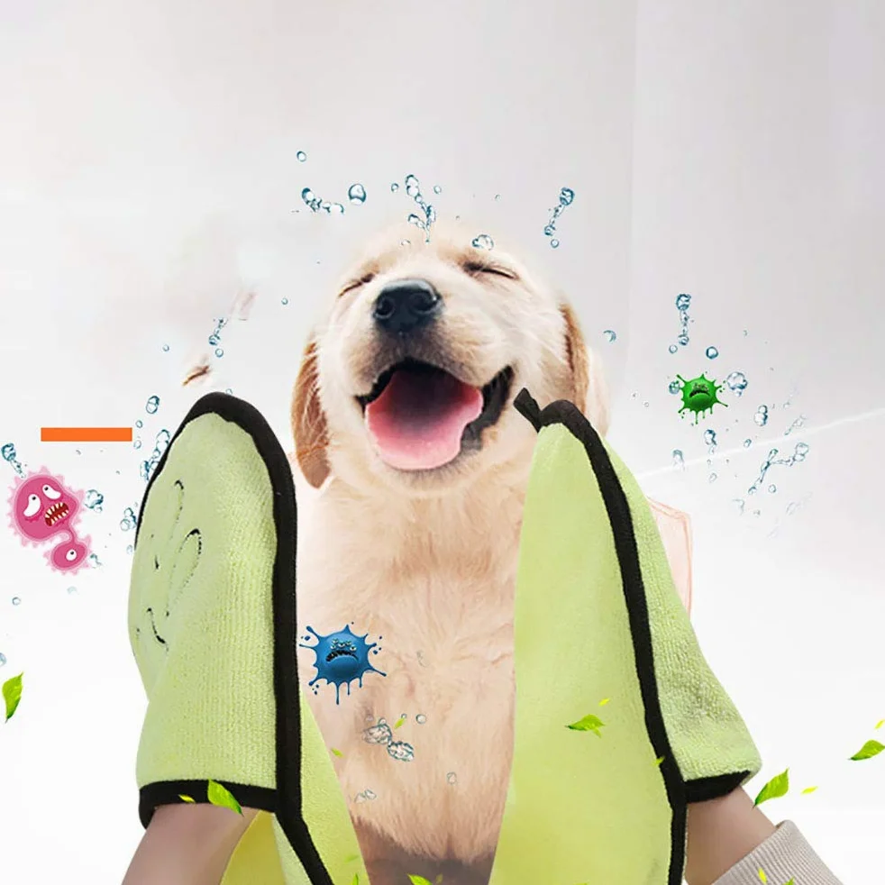 Serviette pour Chien - Absorbante, Douce et Lavable, Serviette de Bain en Microfibre à Séchage Rapide pour Chiens, 65x23cm