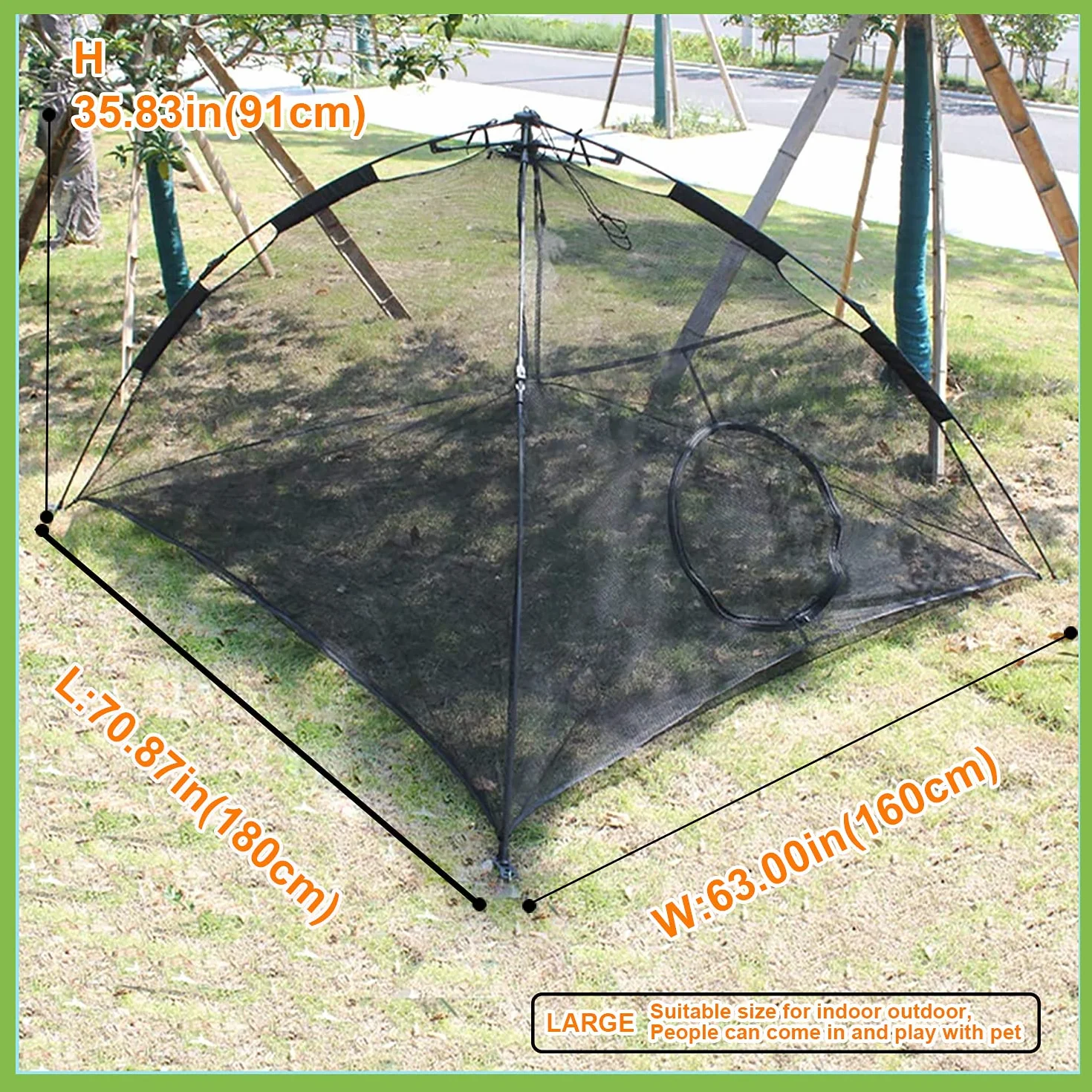 Cage Tentes de Chat Grande Portable Sautables Outdoor Clôture Maison Animal Familier Chaud Nylon pour Patio Extérieur Noir