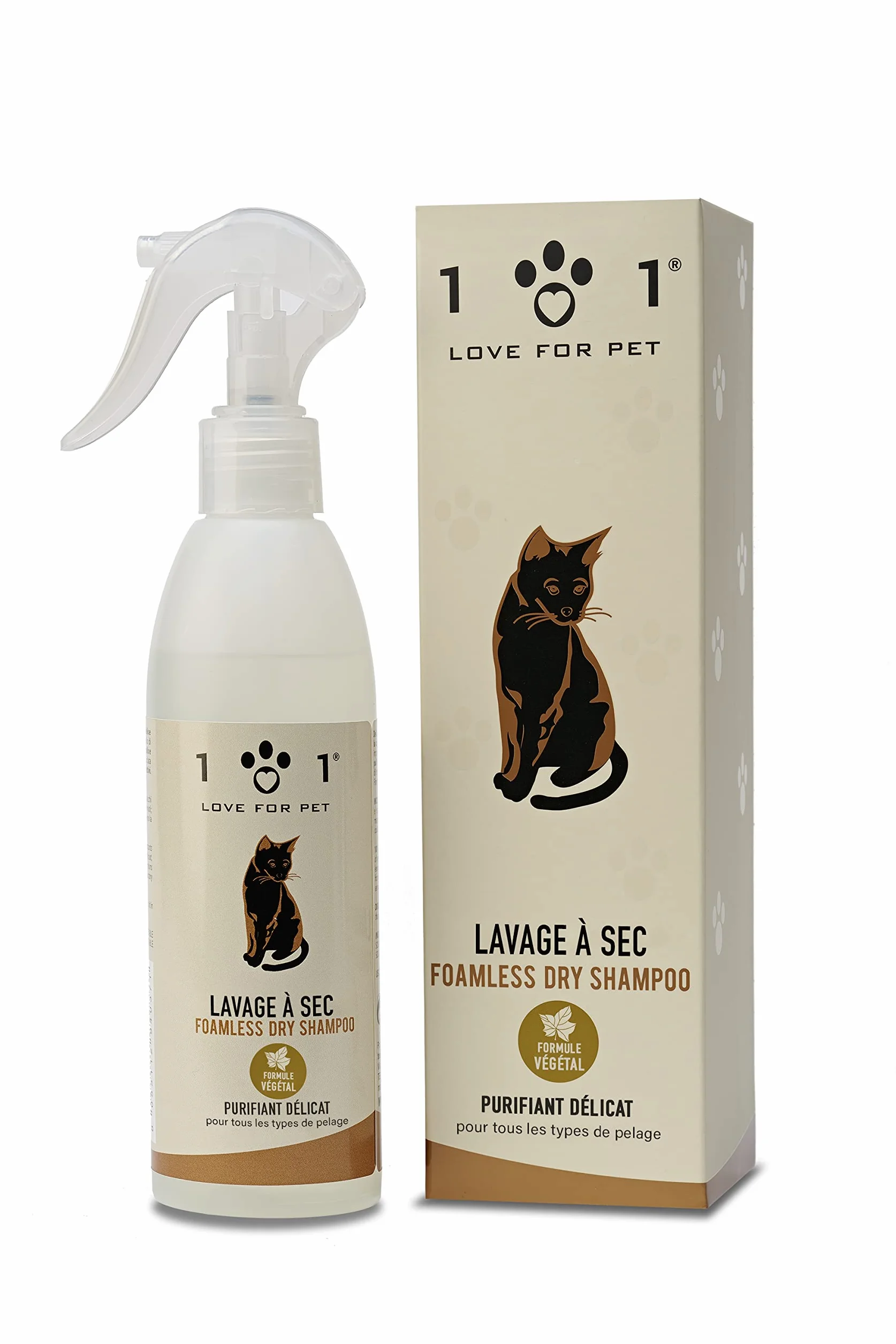 Shampoing Sec Chat Naturel Linea 101 250 ML Sans Rinçage Toilettage Rapide Pelage Propre Parfum Doux Made in Italy