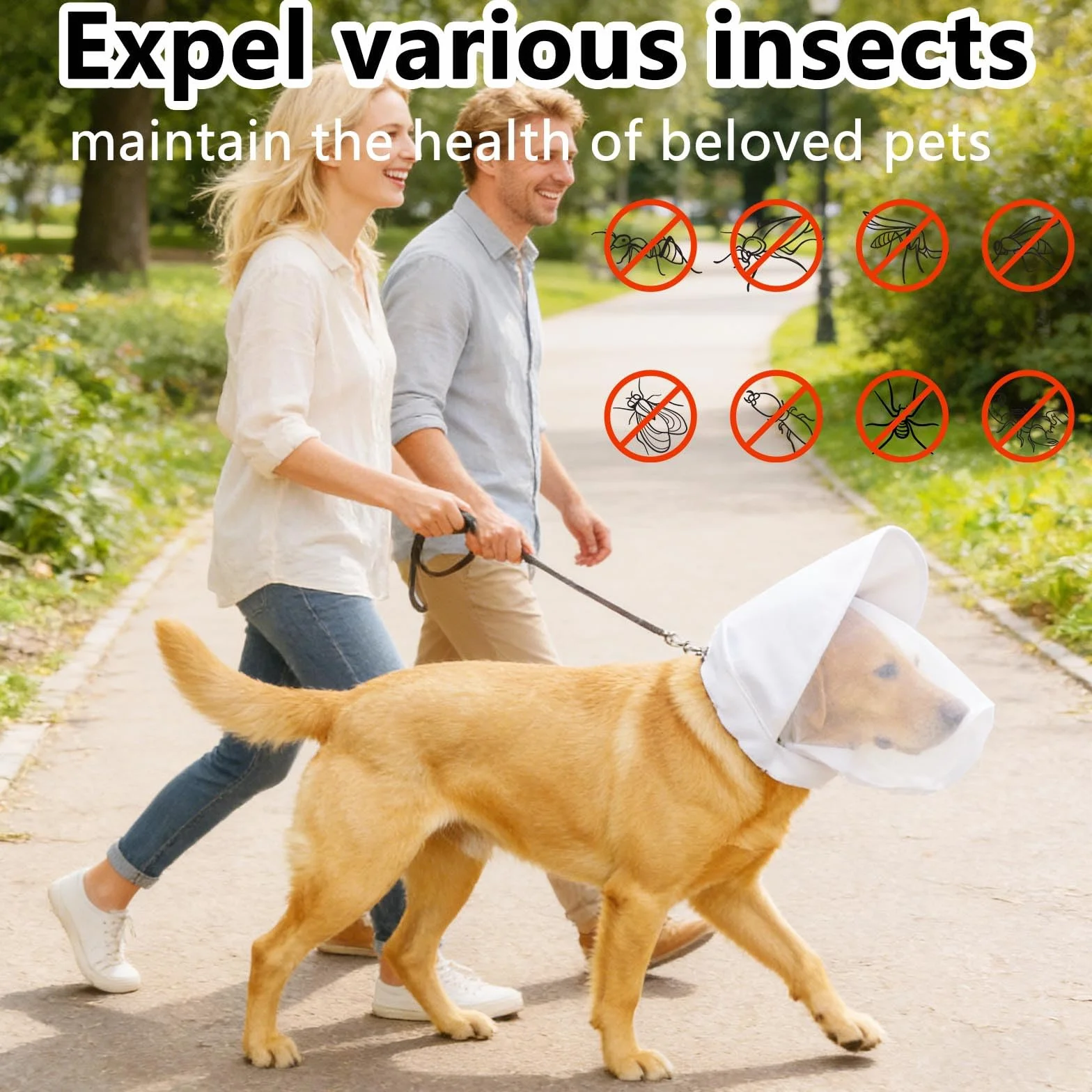 Réseau pour la tête de chien, respirant, réglable, protection de la tête en tissu maillé pour les chiens en plein air – pour les races petites et moyennes, les chiots, les voyages, les activités de