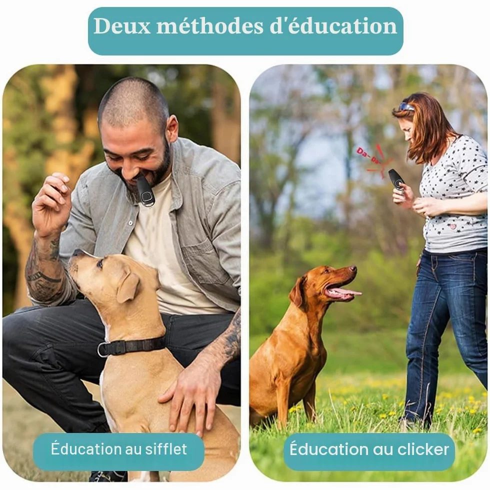 Cliqueur et Sifflet pour Chien - Lot de 2 Cliqueurs d'entraînement pour Chien avec Sangle de Poignet, Ensemble de Cliqueur et Sifflet Professionnel 2 en 1, Outils de Dressage pour Animaux de
