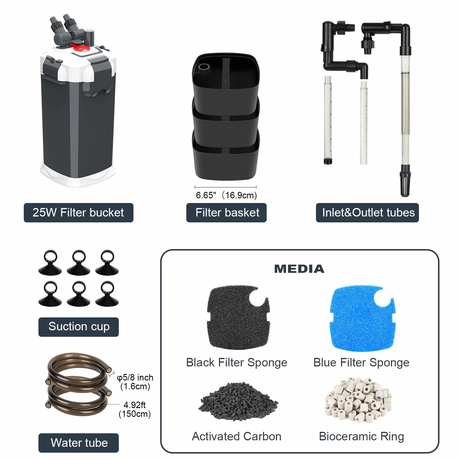 fishkeeper Filtre Externe Aquarium Ultra-Silencieux Pompe Débit Réglable 3-en-1 Haute Performance Filtration Douce Mer Tropique Tortues