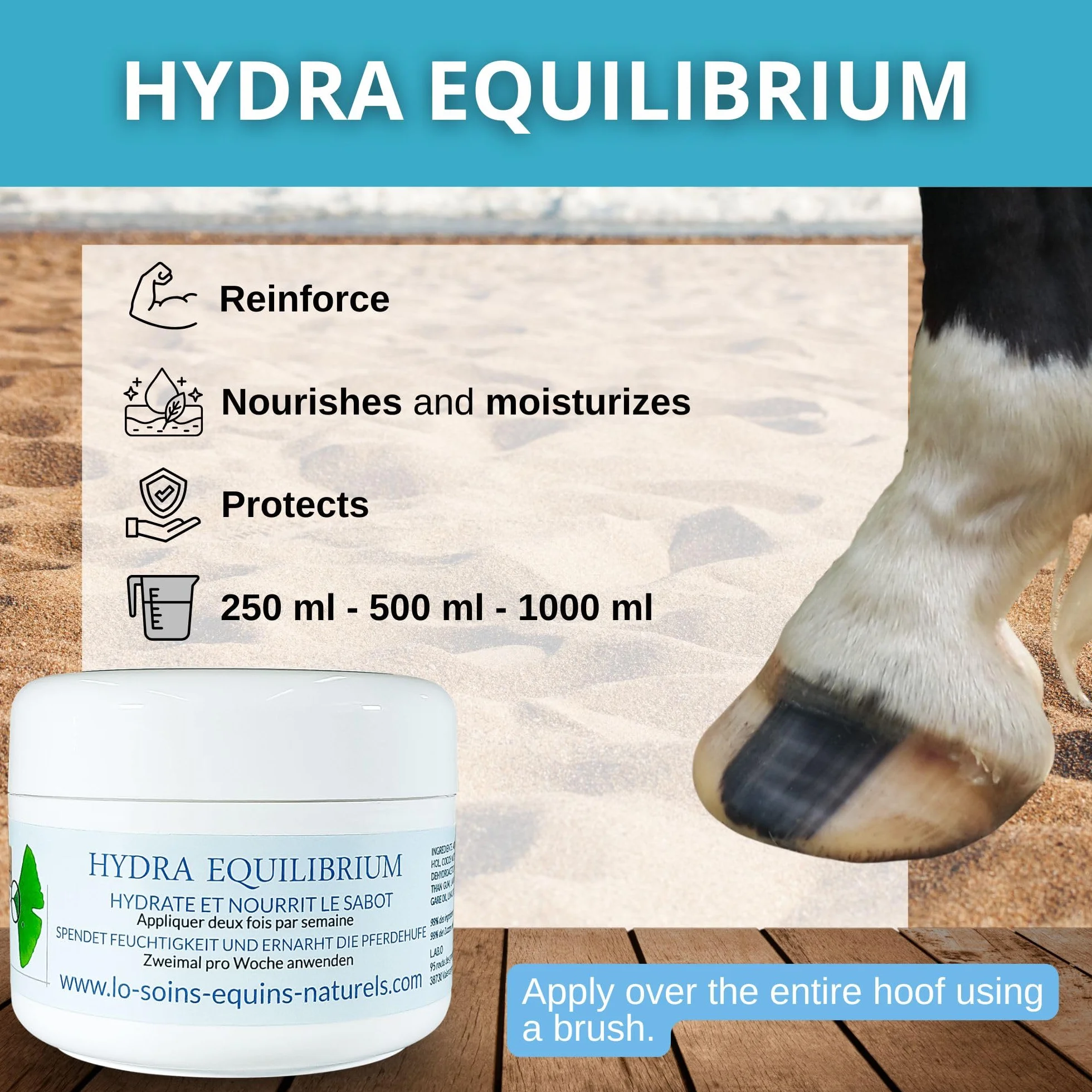 Hydra Equilibrium - Soin, graisse, onguent naturel hydratant pour cheval (sabot sec et cassant) (Hydra Equilibrium 500mL)