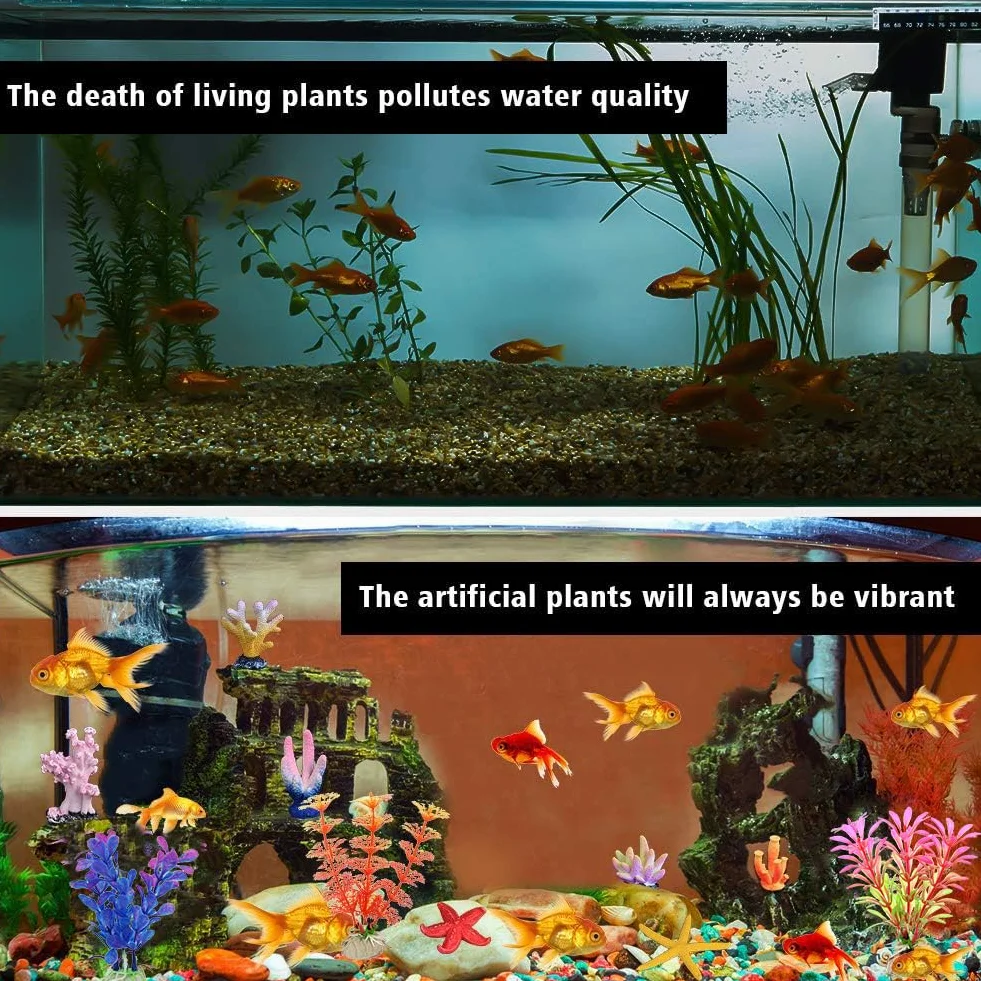 EQLEF Corail Aquarium Artificielle Lot de 10 Décorations Ornements Plantes Aquatiques