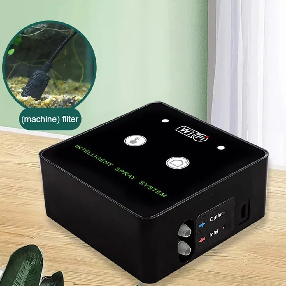 Système de brumisation WiFi pour terrarium avec buses rotatives à 360°, minuterie programmable et télécommande – Brumisateur automatique pour reptile pour contrôle de l'humidité (4 buses)