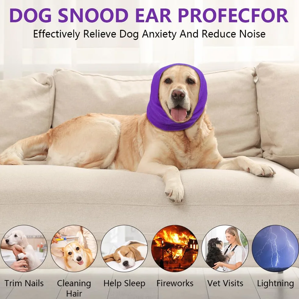 Cache-Oreilles Aomig pour Chiens - Snood Chaud Protection Oreilles Été/Hiver Violet