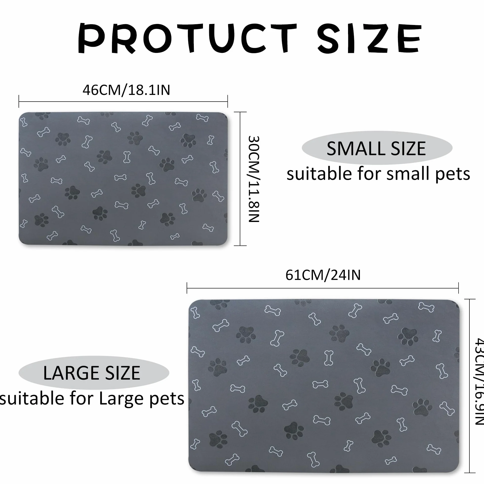 Tapis de nourriture antidérapant pour chien et chat - Séchage rapide - Absorbant - 46 x 30 cm - Rouge