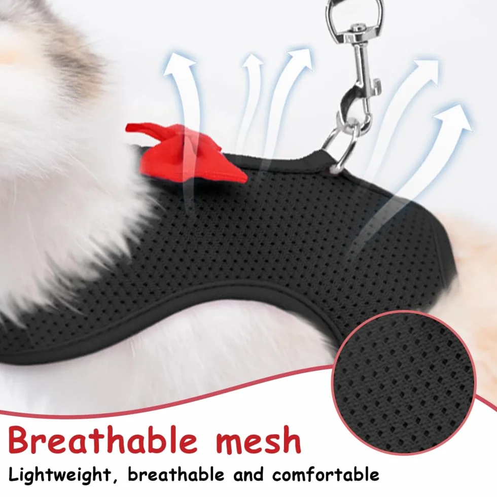 Harnais Laisse Lapin Réglable Gilet Marche Maille Respirante Nœud Papillon Formel pour Lapin Chaton Cochon d'Inde